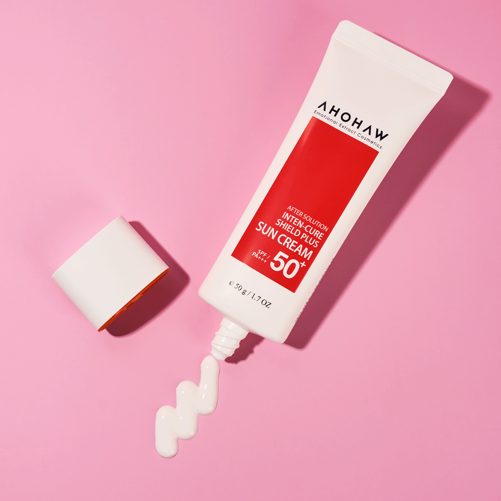 AHOHWA Inten Cure Shield Plus Sun Cream SPF 50+ PA+++ 50ml - Broad Spectrum UVA/UVB Protection, Water Resistant, Lightweight Daily Face Sunscreen for Outdoor Activities & Beach Days