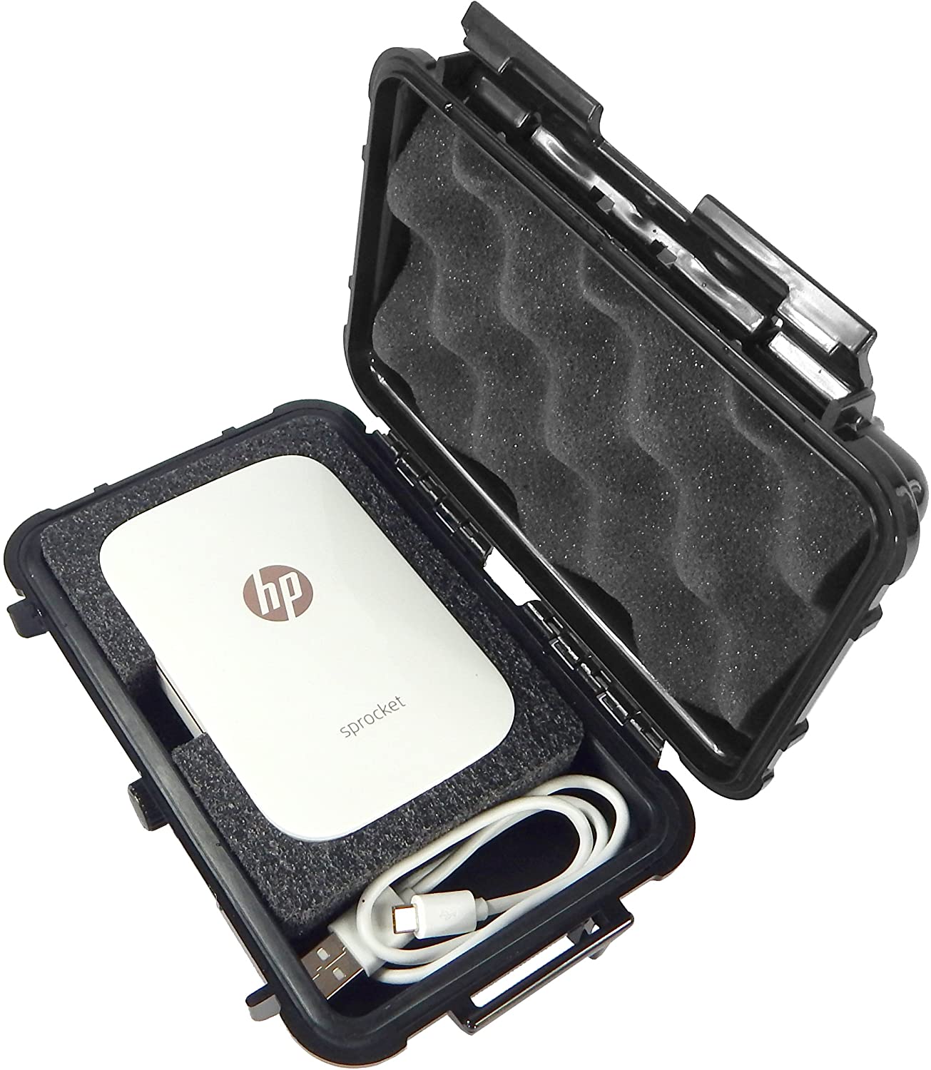 CASEMATIX Protective Travel Case for HP Sprocket Portable Photo Printer & Mini Sprocket Printer - Waterproof, Crushproof Hard Shell Carrying Case with Charger Storage - Perfect for Travel, Home & Office Use