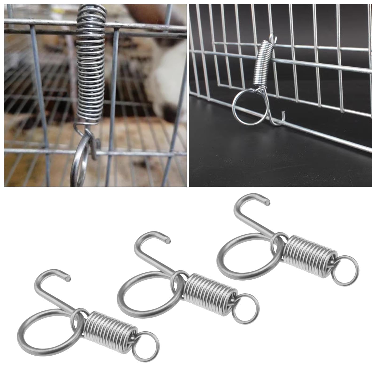 30Pcs Spring Hook Cage for Chickens Pigeons Rabbits - Durable 55mm Iron Wire Latch for Secure Door Fixing