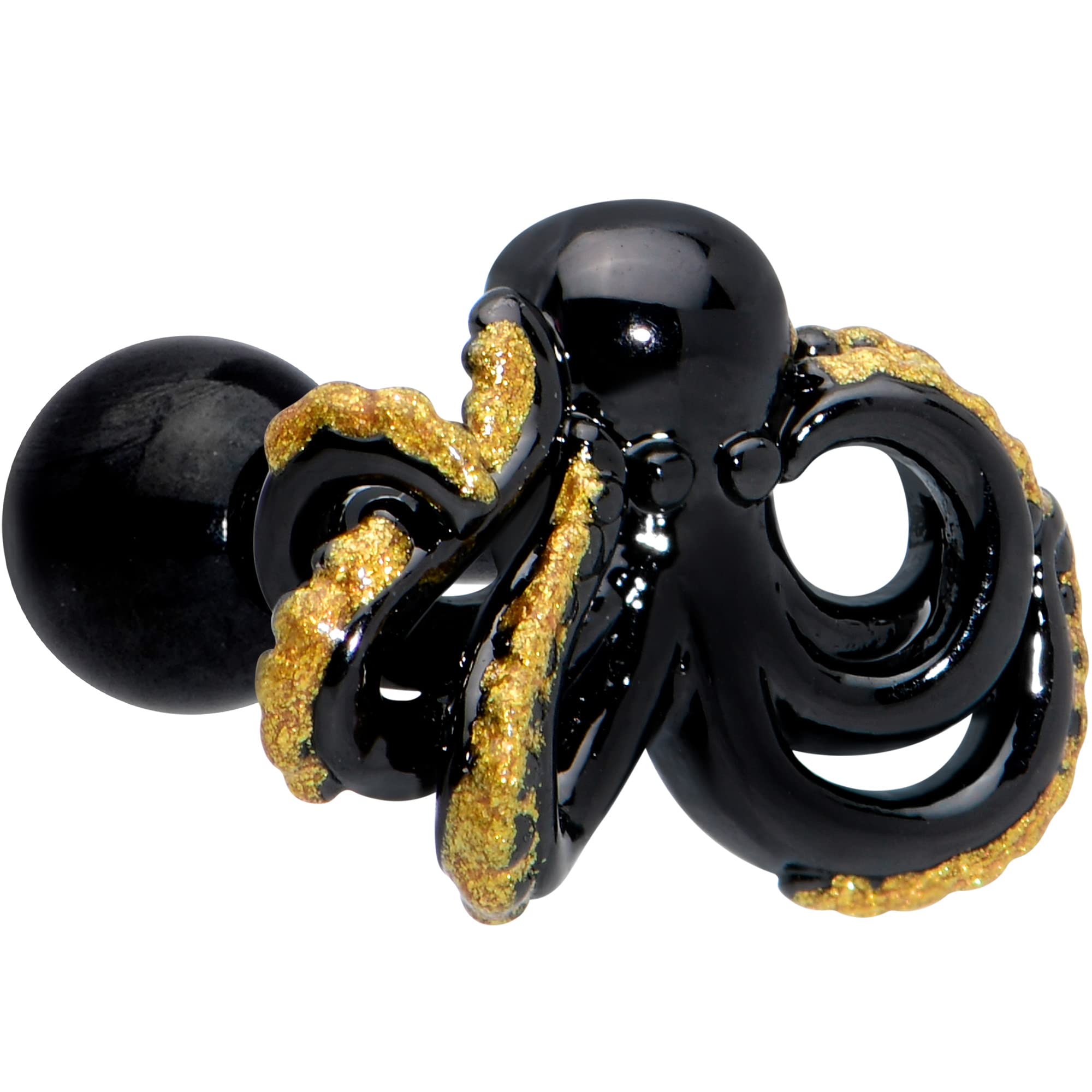 16G Black PVD Stainless Steel Octopus Cartilage Earring for Women - Helix & Tragus Piercing Jewelry (1/4