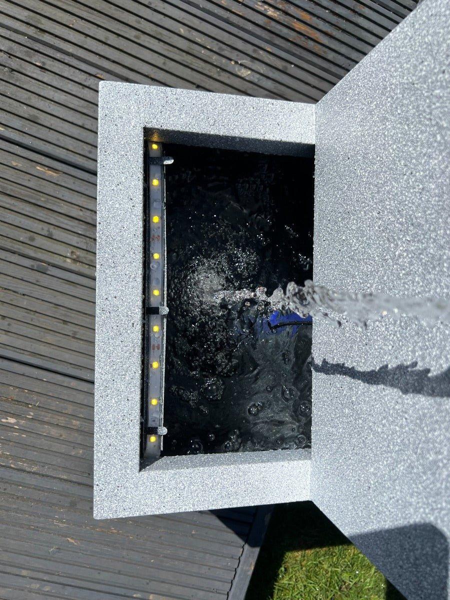Large Solar-Powered Wall Blade Shower Water Feature with LED Lights - 36.5x27x96cm Outdoor Garden Fountain for Patio, Yard, and Poolside Decor