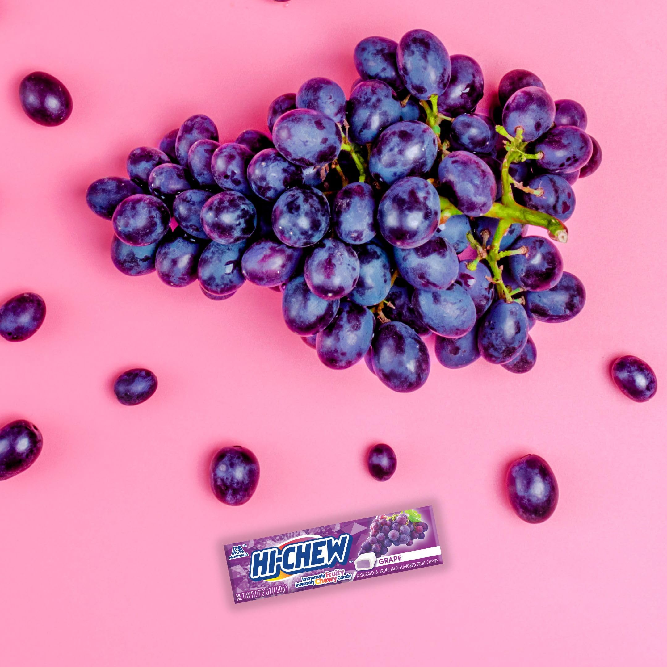 HI-CHEW Grape Flavor Chewy Candy Sticks - 15 Individually Wrapped Packs (1.76oz Each) | Bulk Soft & Juicy Fruit Flavored Candy for Parties, Office Snacks & On-the-Go Treats
