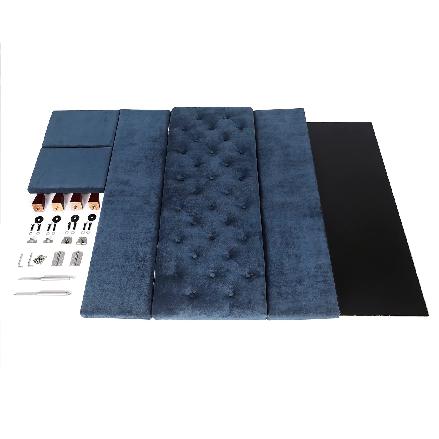 DIY Storage Ottoman Bench - Button Tufted Footrest, Toy Chest & Coffee Table for Living Room, Bedroom & Entryway | Navy Blue | Multi-Functional Furniture for Home Organization & Extra Seating