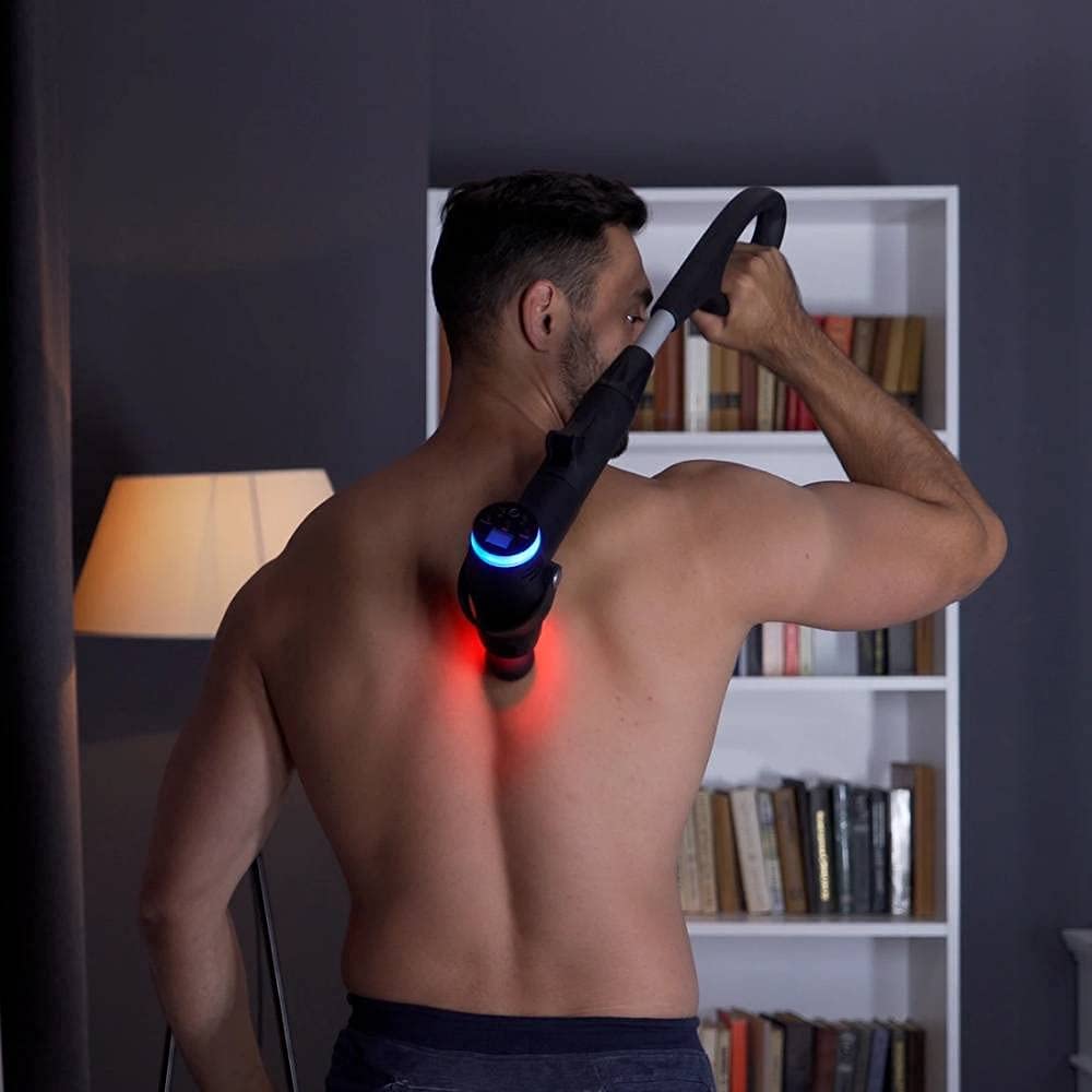 Evertone Prosage Thermo Percussion Massage Gun with Dual Warm-Up Technology - 8 Interchangeable Hot/Cold Heads for Muscle Recovery, Pain Relief & Inflammation - Deep Tissue Massager with Ergonomic Handle (Black) SB-123 - Perfect for Post-Workout Recovery, Physical Therapy & Home Relaxation