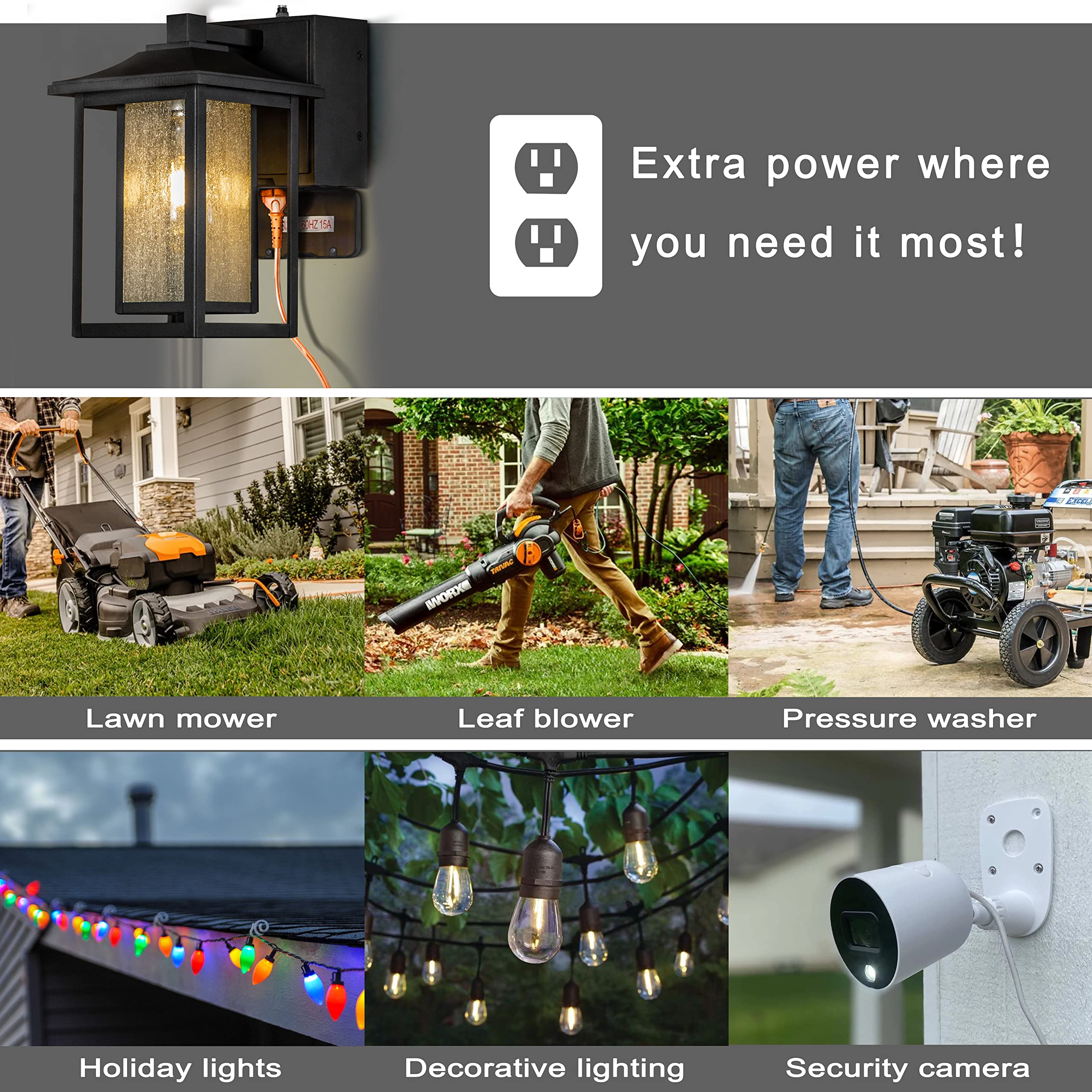 Black Outdoor Wall Light with Dusk to Dawn Sensor & Motion Detection - Seeded Glass Porch Light Fixture with GFCI Outlet - Perfect for Garage, Garden, Patio & Front Porch Security Lighting