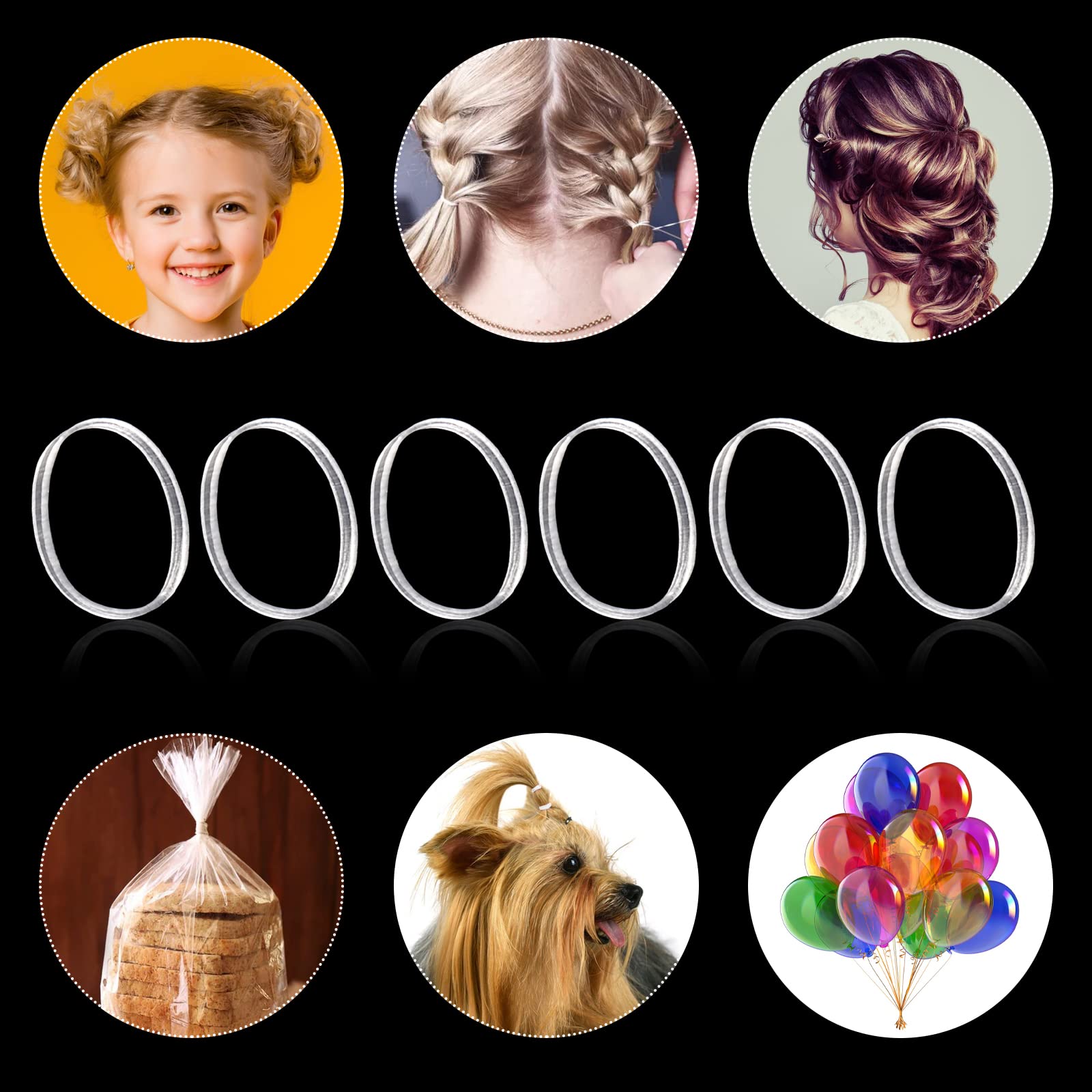 Lusofie 2500Pcs Clear Hair Elastic Bands - Soft Small Elastic Hair Ties for Girls, Kids, Braids & Wedding Hairstyles | Gentle No-Slip Hair Bands for Baby, Daily Use & Special Occasions
