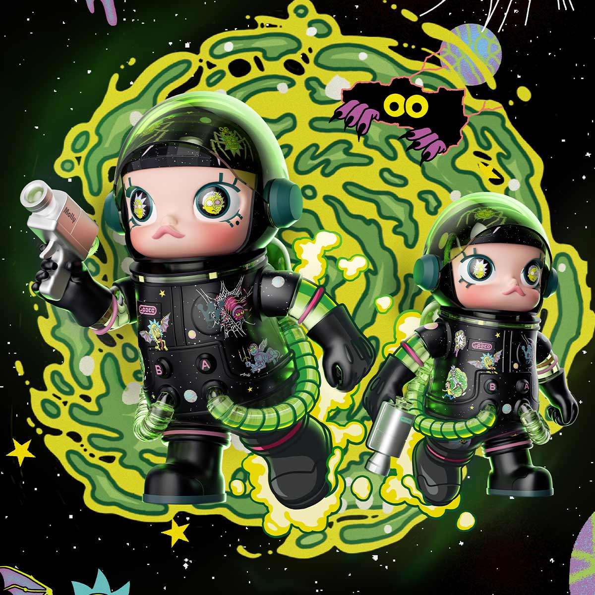 POP MART MEGA Space Molly 400% Rick and Morty Collectible Figure - Limited Edition Vinyl Art Toy for Home Decor, Office Display & Anime Fans Collection