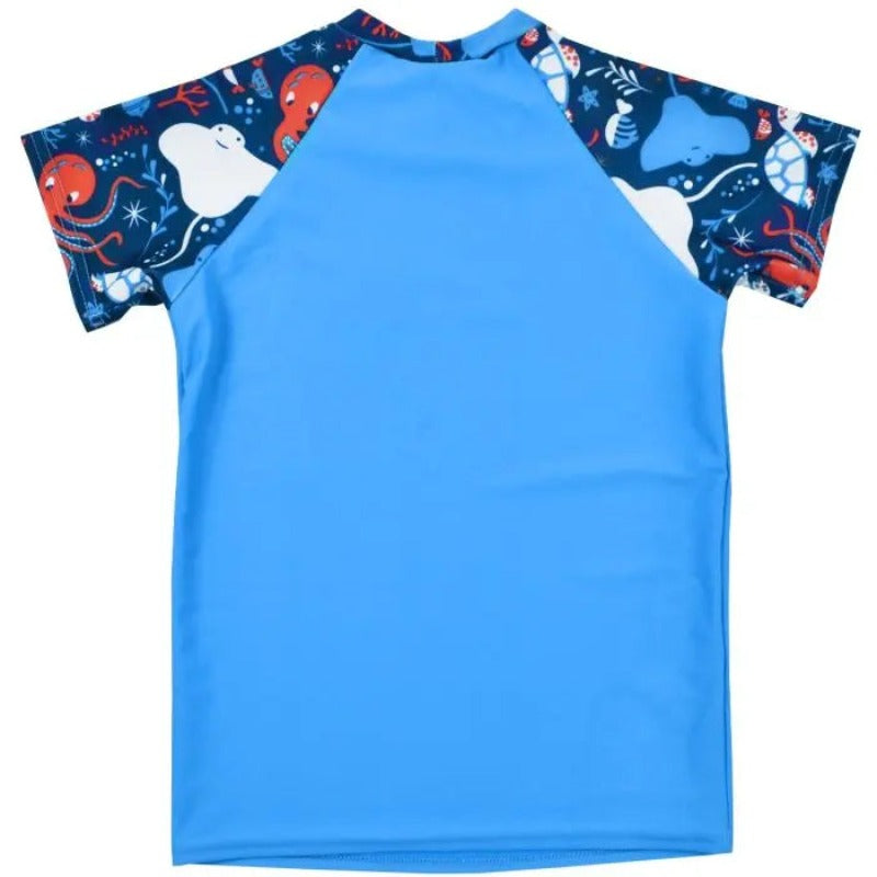 Boys' Rashguard Swim Shirt - UPF 50+ Sun Protection, Quick Dry, Short Sleeve Swim Top for Kids - Perfect for Beach, Pool & Water Sports Activities