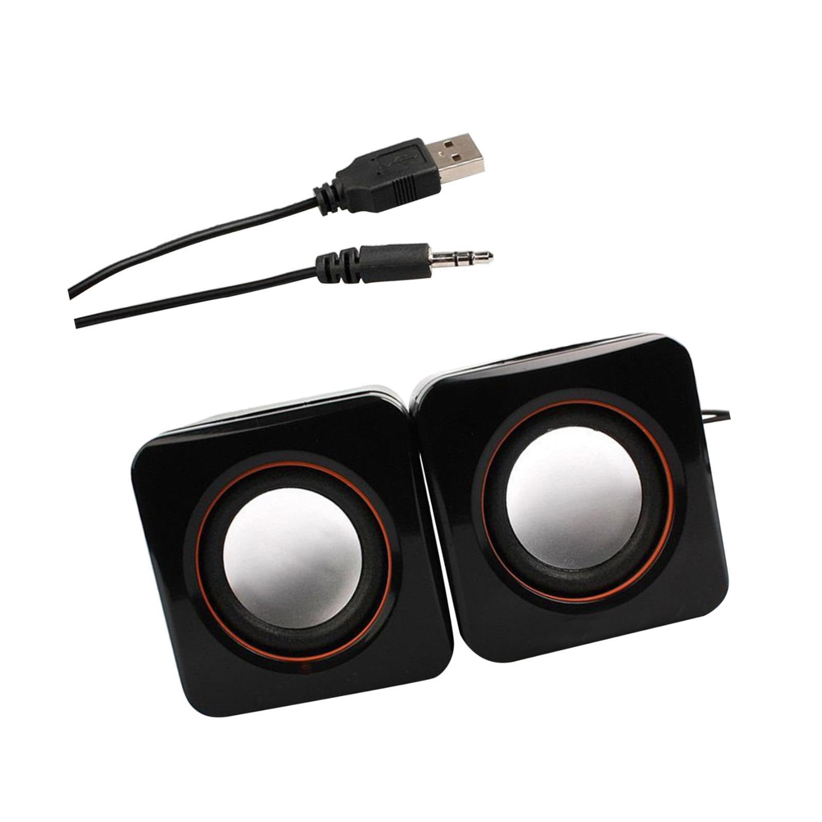 Ronyme 2-Piece USB-Powered Computer Speakers - 2 Channel Compact Cube Design, Durable & Portable Wired Speakers for Gaming, Laptops, Home Office, and Multimedia Entertainment