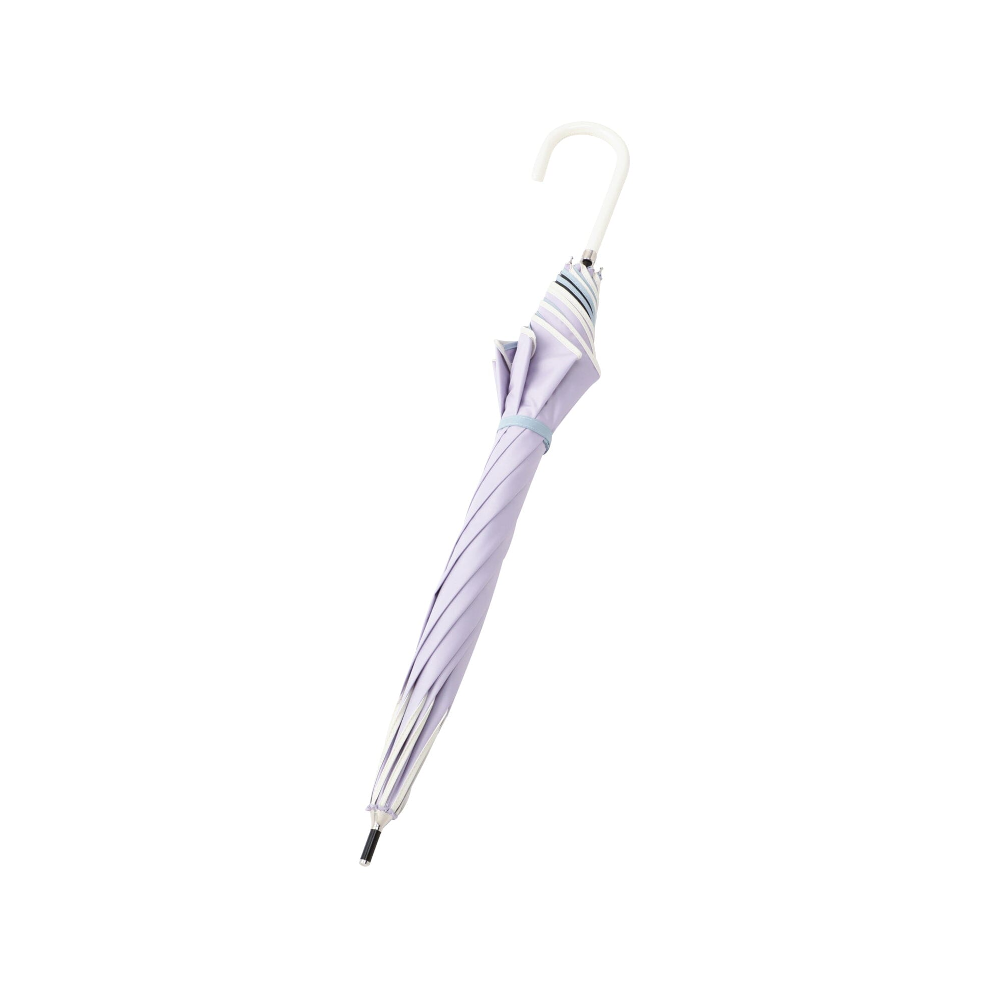 Bicolor Piping Long Umbrella 50cm Purple - Fashionable Rain Protection for Women & Men, Perfect for Outdoor Activities, Commuting, and Travel
