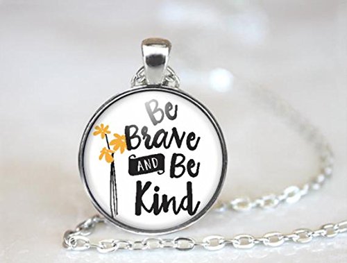 Be Brave Be Kind Inspirational Quote Necklace - Personalized Graduation Gift for Women - Cinderella Inspired Jewelry for Daily Motivation & Special Occasions