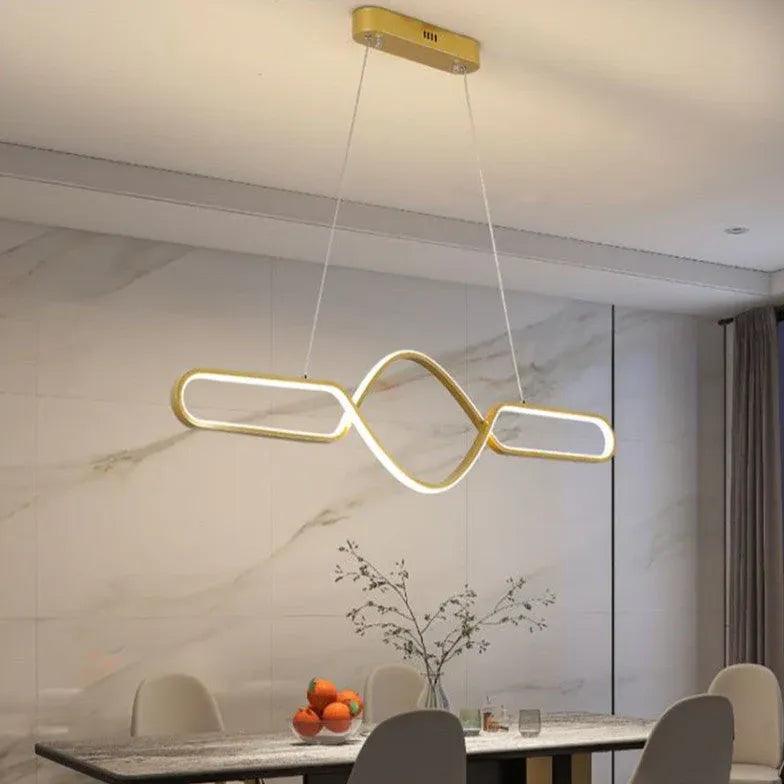 Modern Wave-Shaped LED Pendant Light - Sleek Streamlined Design for Kitchen Island, Dining Room & Bedroom Lighting