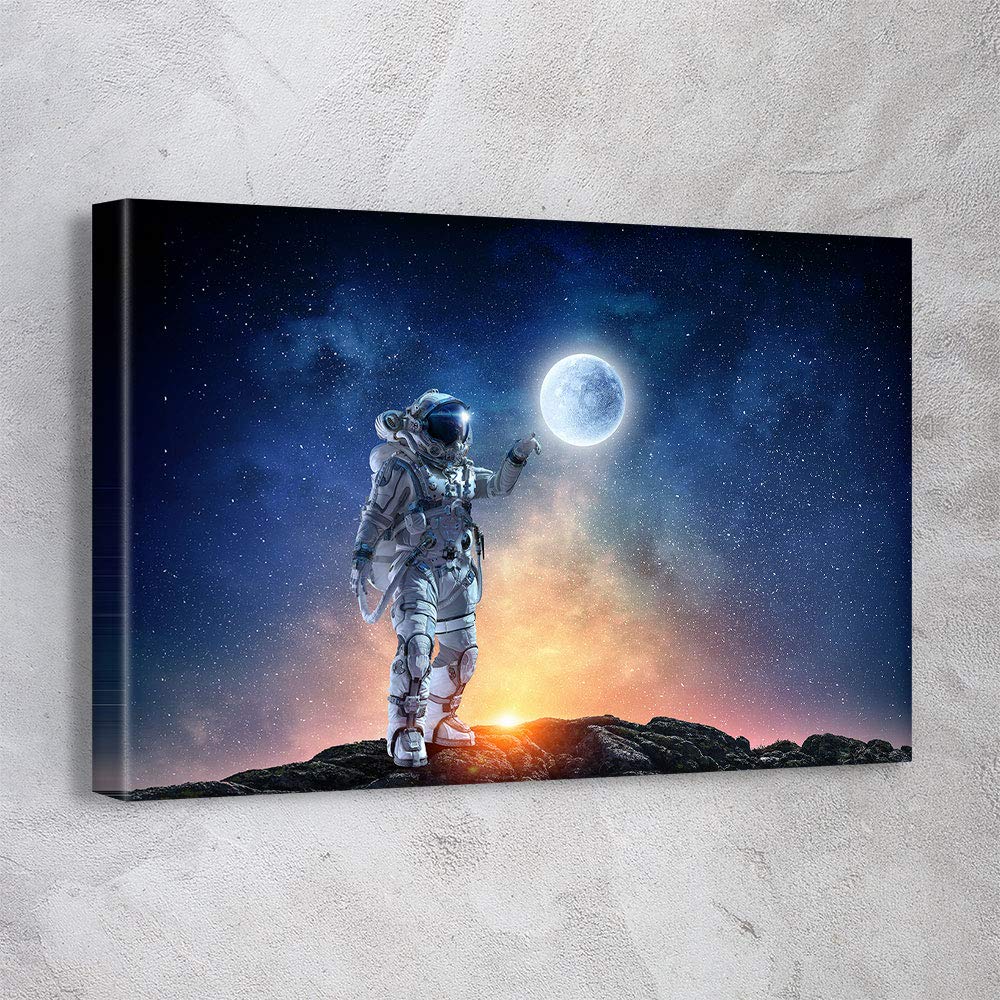 NASA Space Planets Astronomy Solar System Canvas Print - 36x24 Inch Gallery Wrapped Wall Art | Office & Home Decor | Ready to Hang | Made in USA | Contemporary Space Art for Living Room, Bedroom or Study