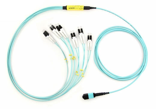 High-Speed MTP to LC Breakout Cable - OM3 Multimode 50/125 Fiber Optic Patch Cord - 12 Strand 10G Plenum Rated for Data Centers & Server Rooms