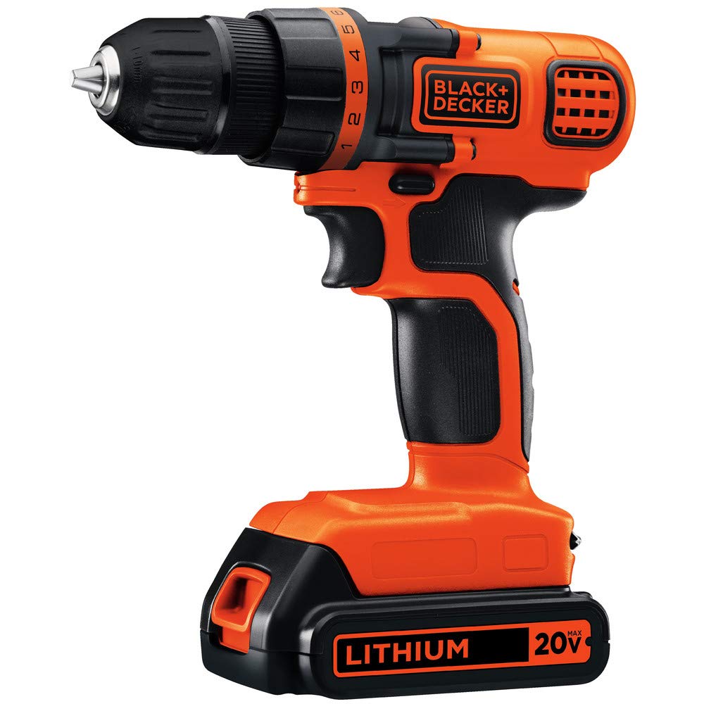 BLACK+DECKER 20V MAX Cordless Drill Driver Kit with LED Work Light, 3/8 Inch Chuck, Includes Battery & Charger (LDX120C) - Perfect for DIY Home Projects, Woodworking, and Professional Construction Work