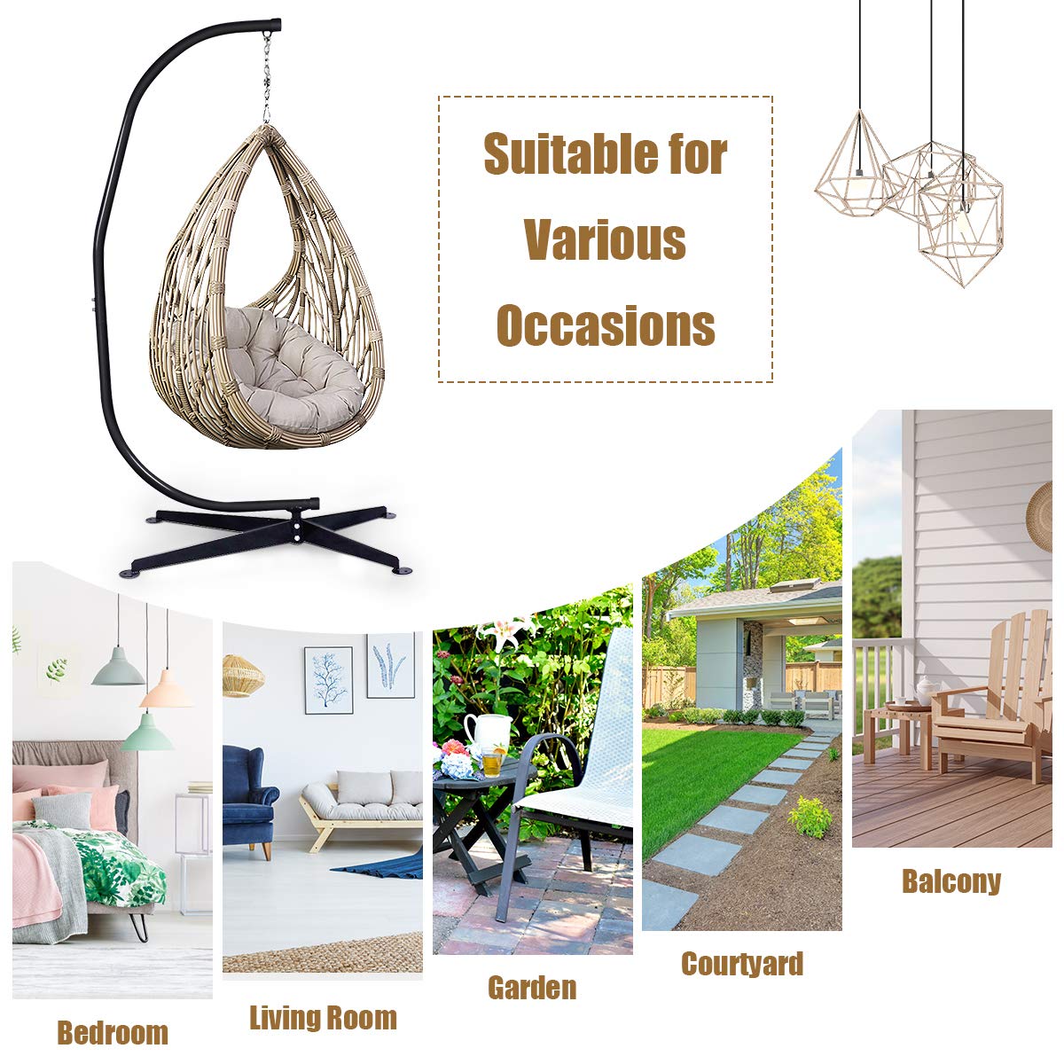 RELAX4LIFE Heavy Duty Portable Hammock Stand - Detachable C-Shaped Stand for Hanging Hammocks, Porch Swings & Outdoor Chairs | Indoor & Outdoor Use for Backyard, Patio, Camping & Relaxation