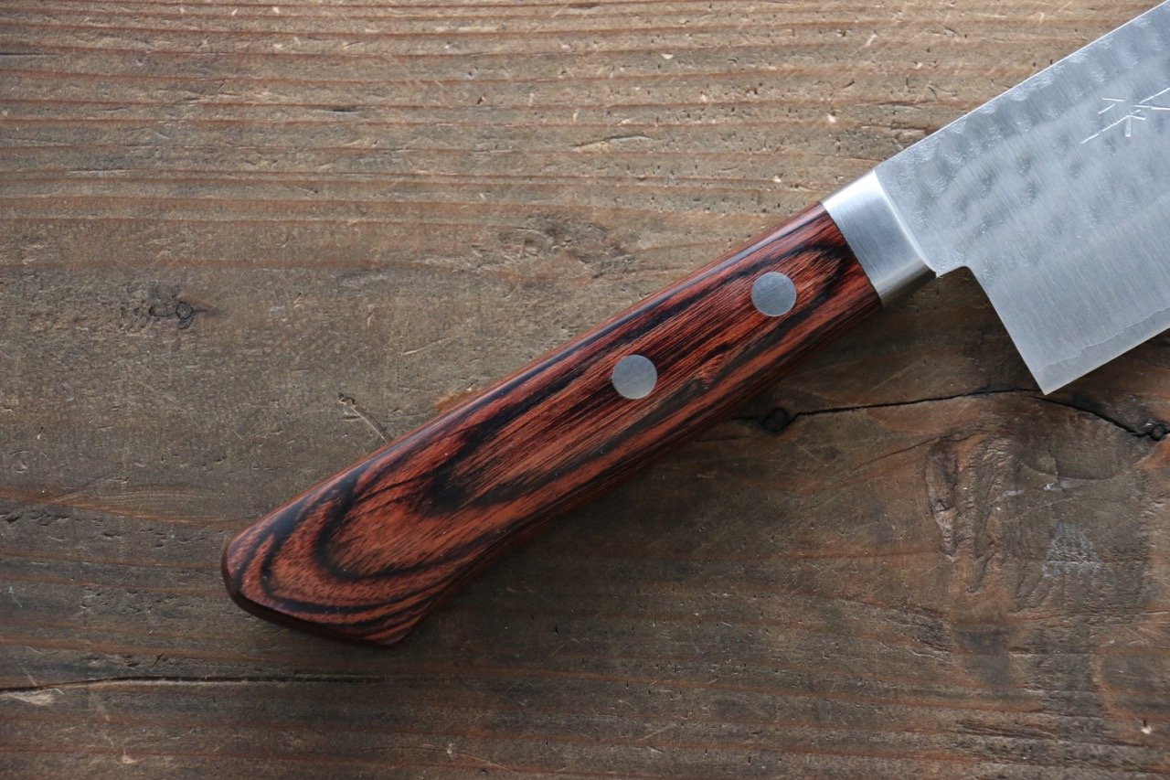 Kunihira VG1 Hammered Usuba Japanese Kitchen Knife 165mm with Mahogany Handle - Professional Chef Knife for Slicing Vegetables and Sushi Preparation