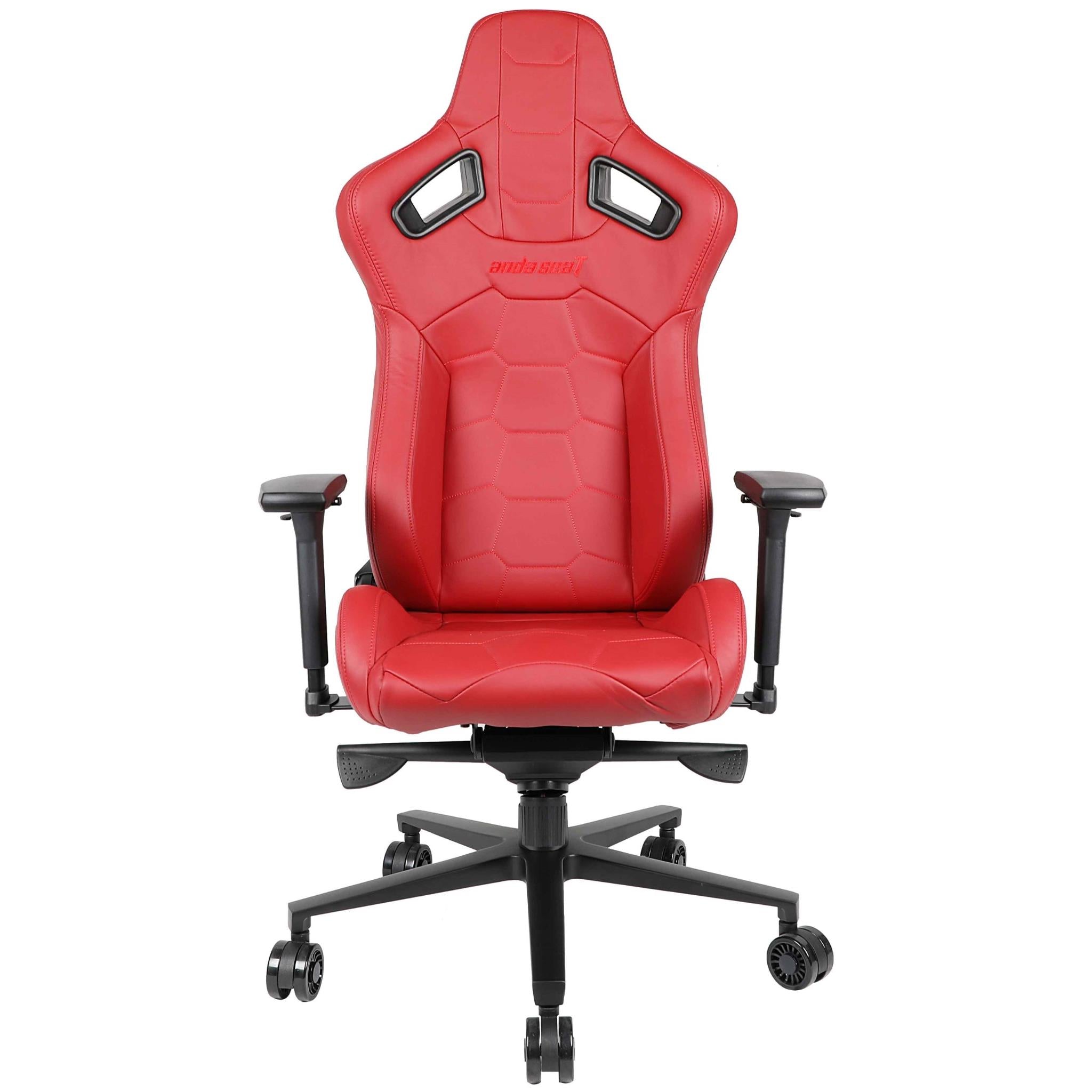 Anda Seat Dracula Napa Leather Gaming Chair - Ergonomic Office & Racing Style Computer Chair with Lumbar Support for PC & Console Gamers (Red) - Perfect for Gaming, Streaming & Home Office Workspace