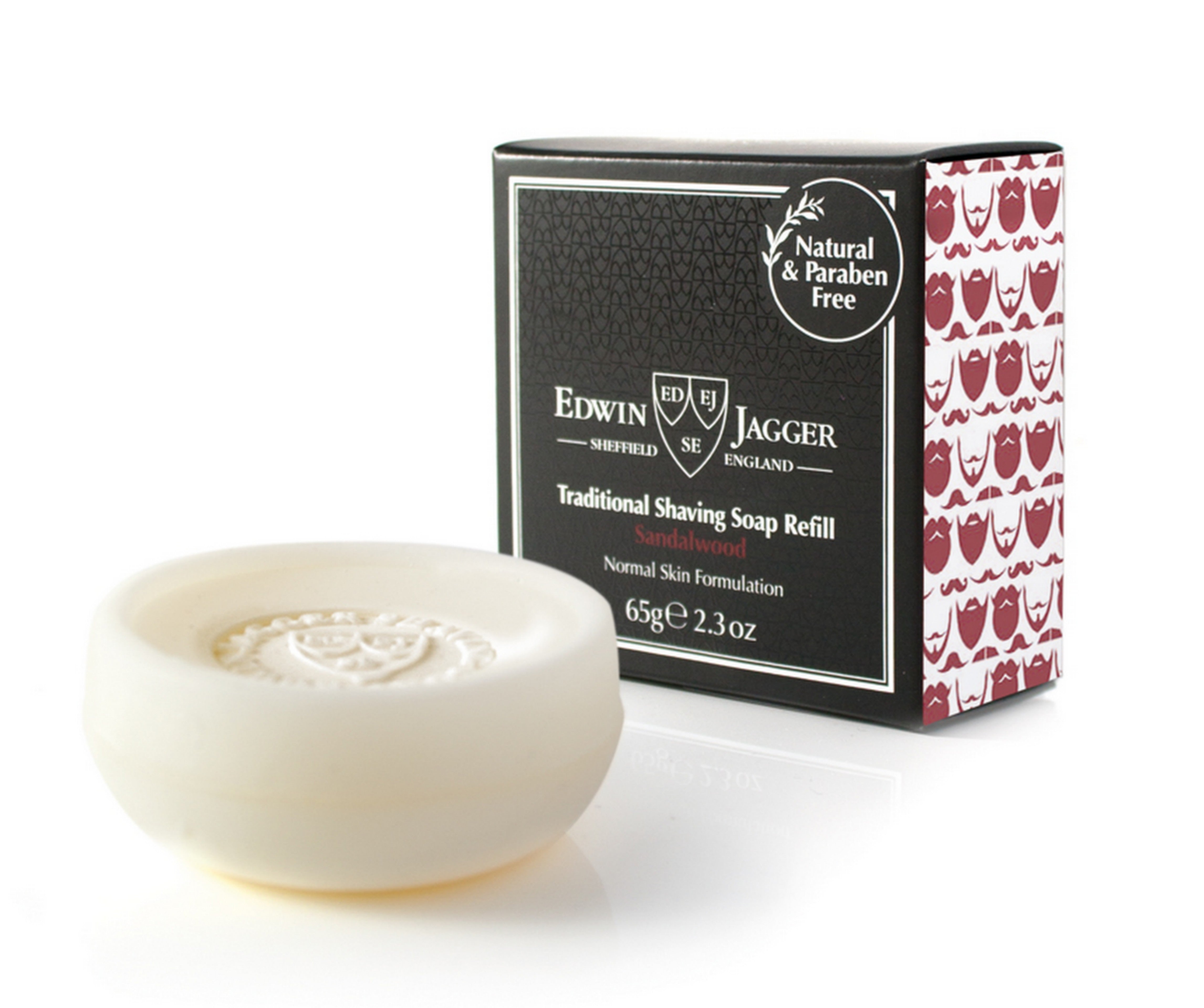 Edwin Jagger Sandalwood Shaving Soap Refill 65g - Premium Men's Grooming Product for Smooth Shaving - Perfect for Home & Travel Use