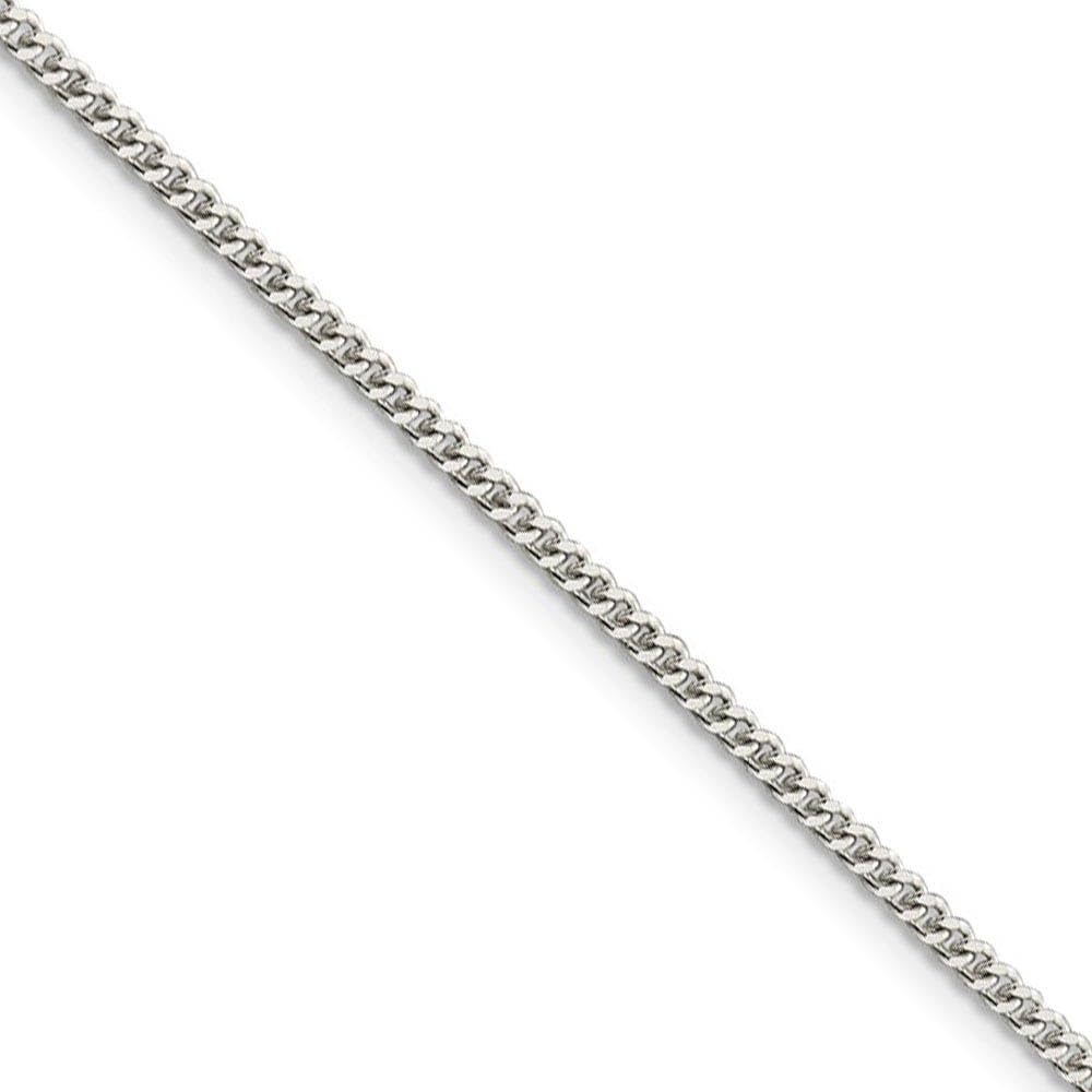 2mm Sterling Silver Solid Curb Chain Necklace for Women - Durable Black Bow Pendant Jewelry - Perfect for Everyday Wear, Gifts & Special Occasions