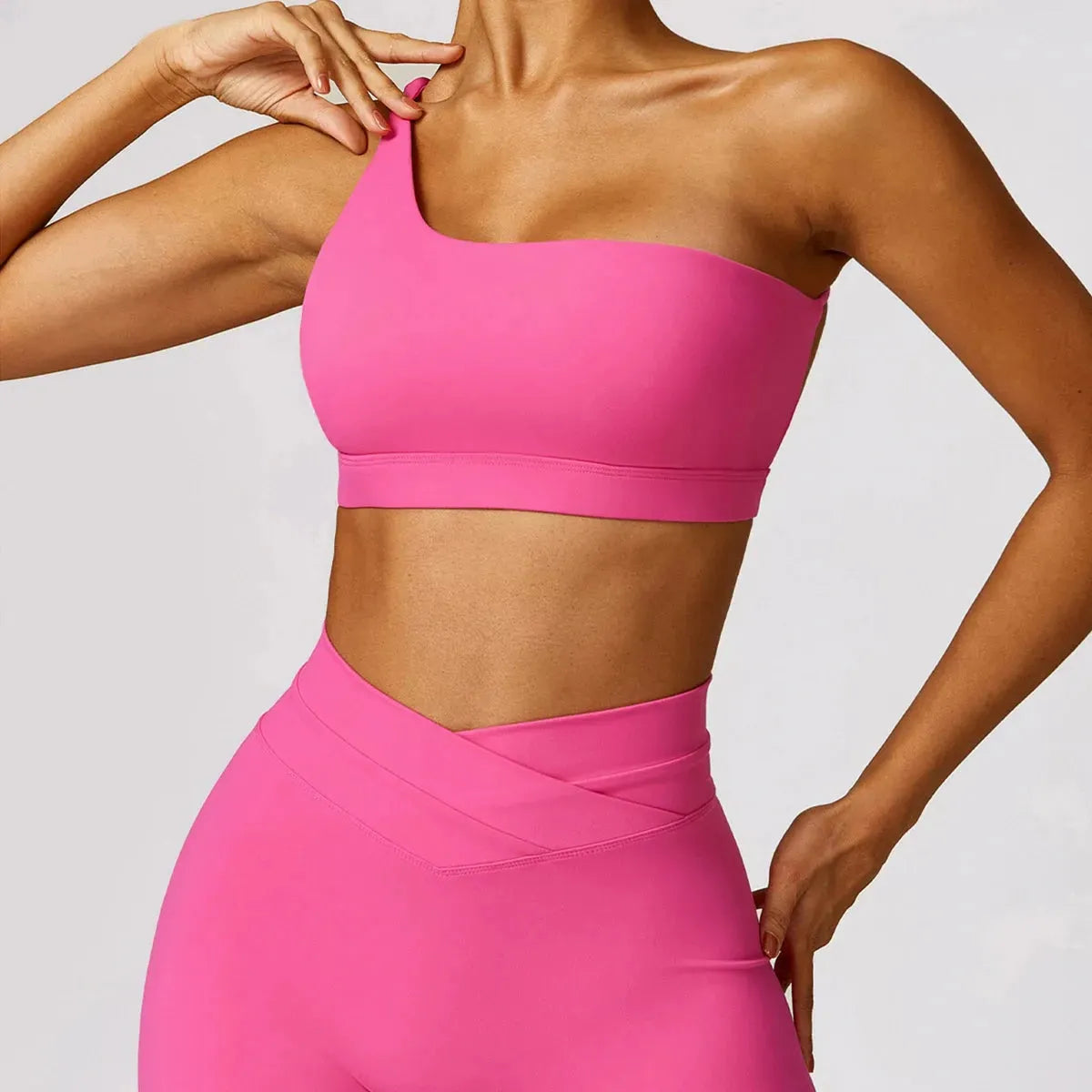 2-Piece Quick Dry Yoga Outfits for Women - One Shoulder Sports Bra & Workout Shorts Set | Gym, Fitness, Yoga & Activewear | Perfect for Hot Yoga, Pilates & Home Workouts