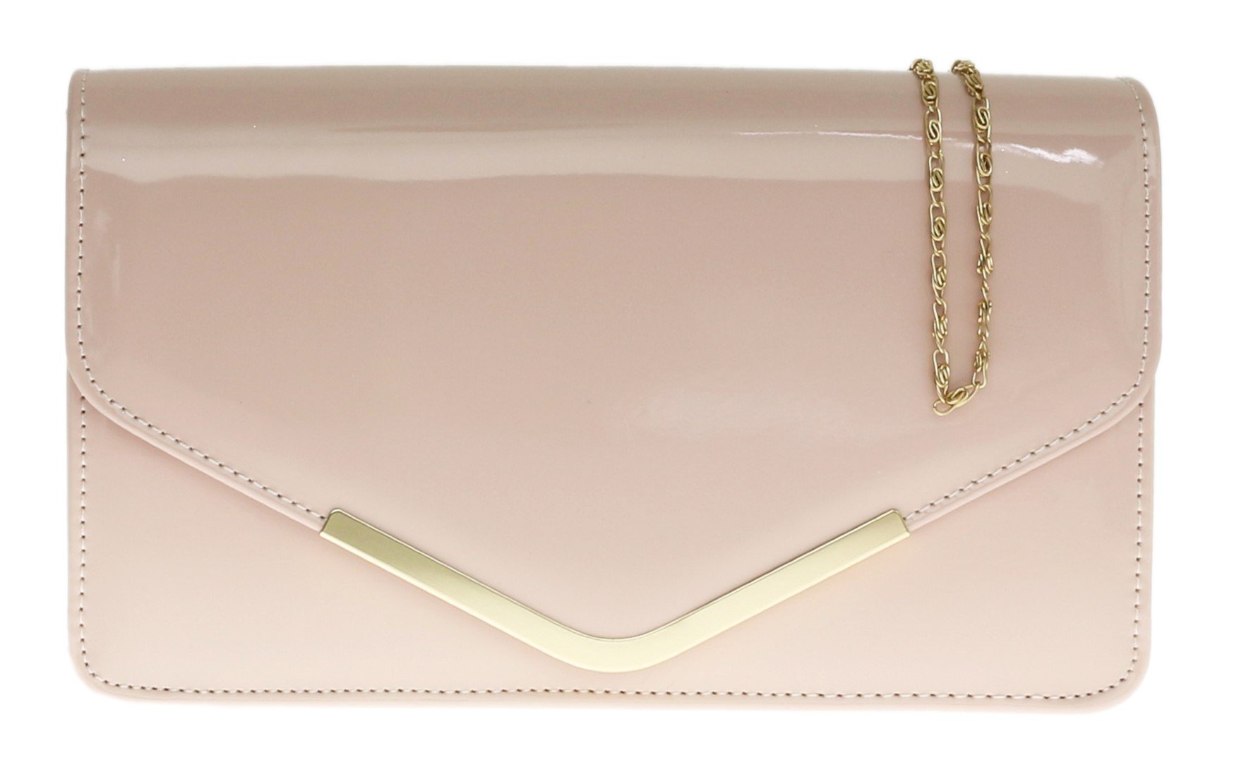 Stylish Women's Patent Faux Leather Envelope Clutch Shoulder Bag - Elegant Party Purse for Evening Events, Weddings & Night Out | Trendy Girly Handbag for Women