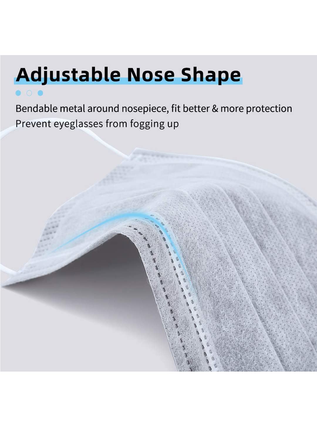 Premium 3-Ply Disposable Face Masks for Adults - Adjustable Nose Wire & Comfortable Earloop (100-Pack, Grey) - Breathable Surgical Masks for Men & Women - Ideal for Daily Use, Travel, Work & Public Safety Protection