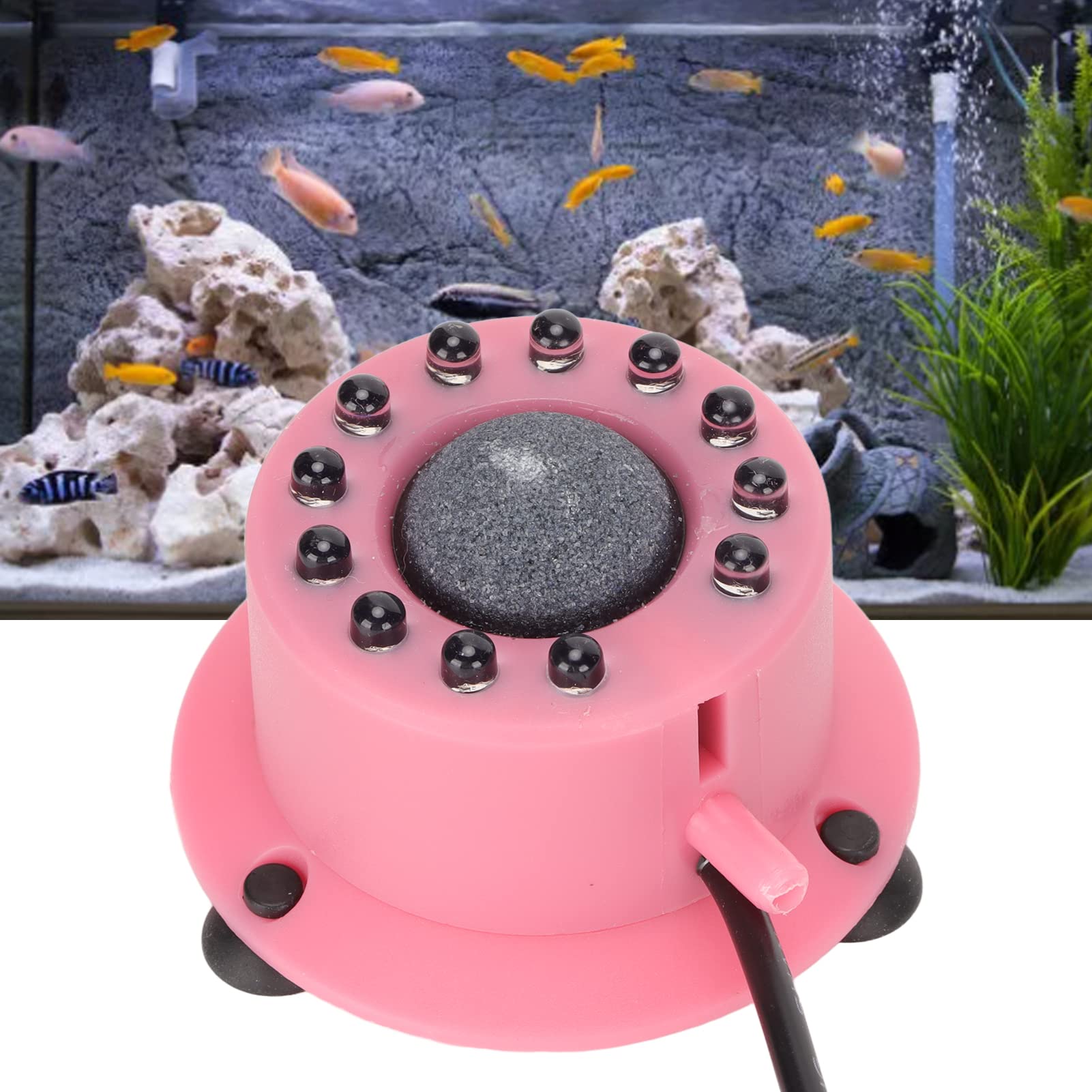 LED Bubble Stone Disk Light for Aquarium - Fish Tank Air Bubble LED Round Light with Oxygenation & Decoration - Perfect for Freshwater & Saltwater Tanks, Home & Office Aquarium Decor