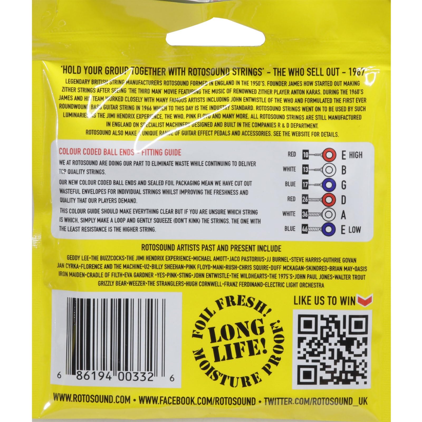 Rotosound Roto Yellows Double Deckers Electric Guitar Strings 2-Pack - High-Performance Nickel Wound Strings for Rock & Metal | Perfect for Live Performances & Studio Recording