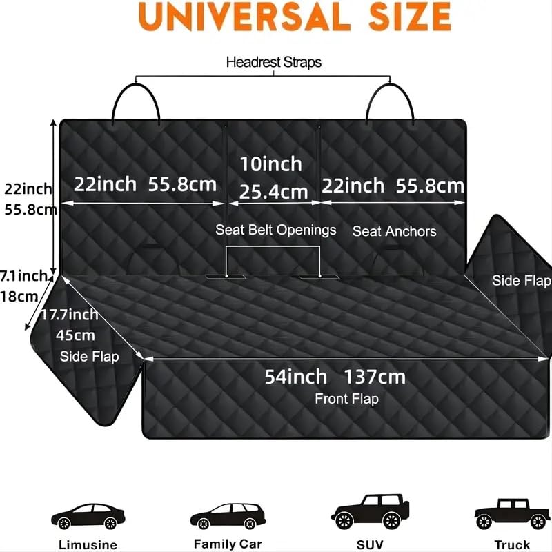 GoBuyer Universal Dog Car Seat Cover Protector - Non-Slip Pet Seat Liner for Back/Rear Seats with ISOFIX Compatibility & Velcro Openings | Perfect for SUV, Sedan, and Road Trips with Pets