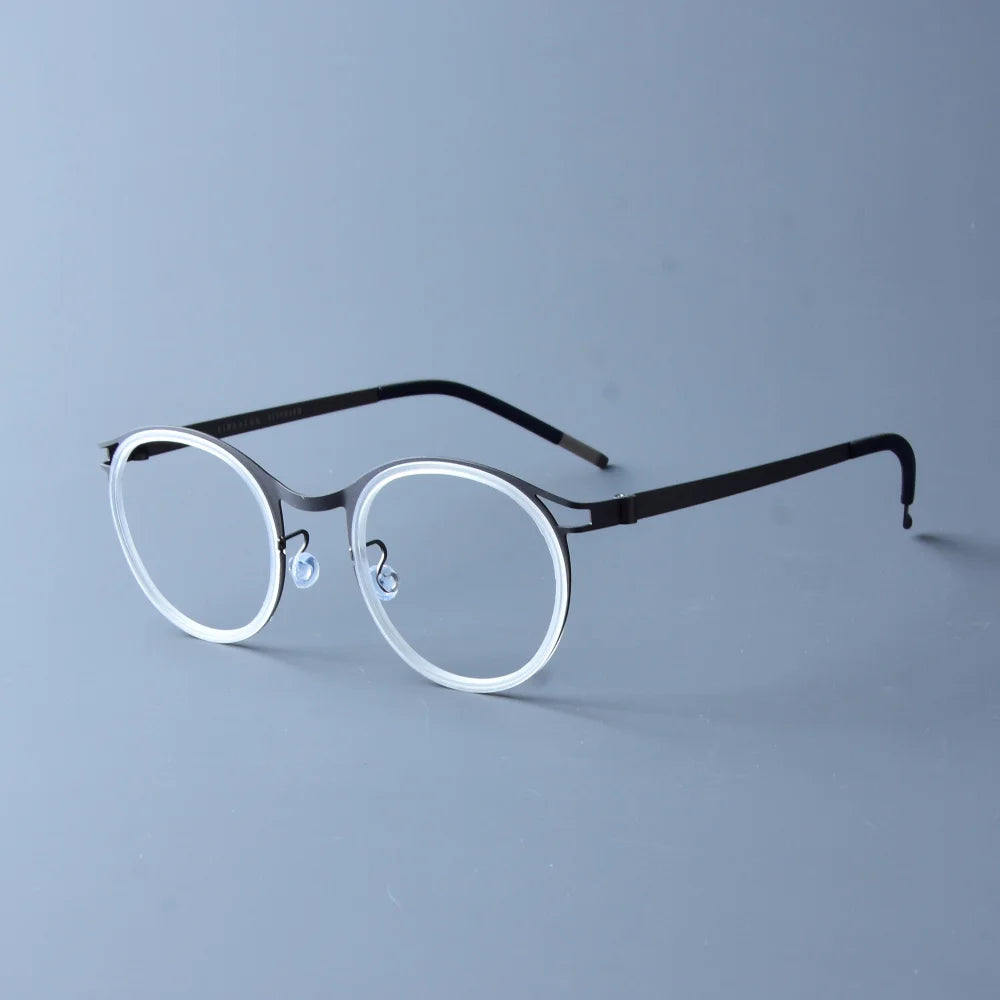 Stylish Unisex Full Rim Round Screwless Titanium Eyeglasses Frame 9733 - Lightweight & Durable for Work, Reading, and Everyday Wear