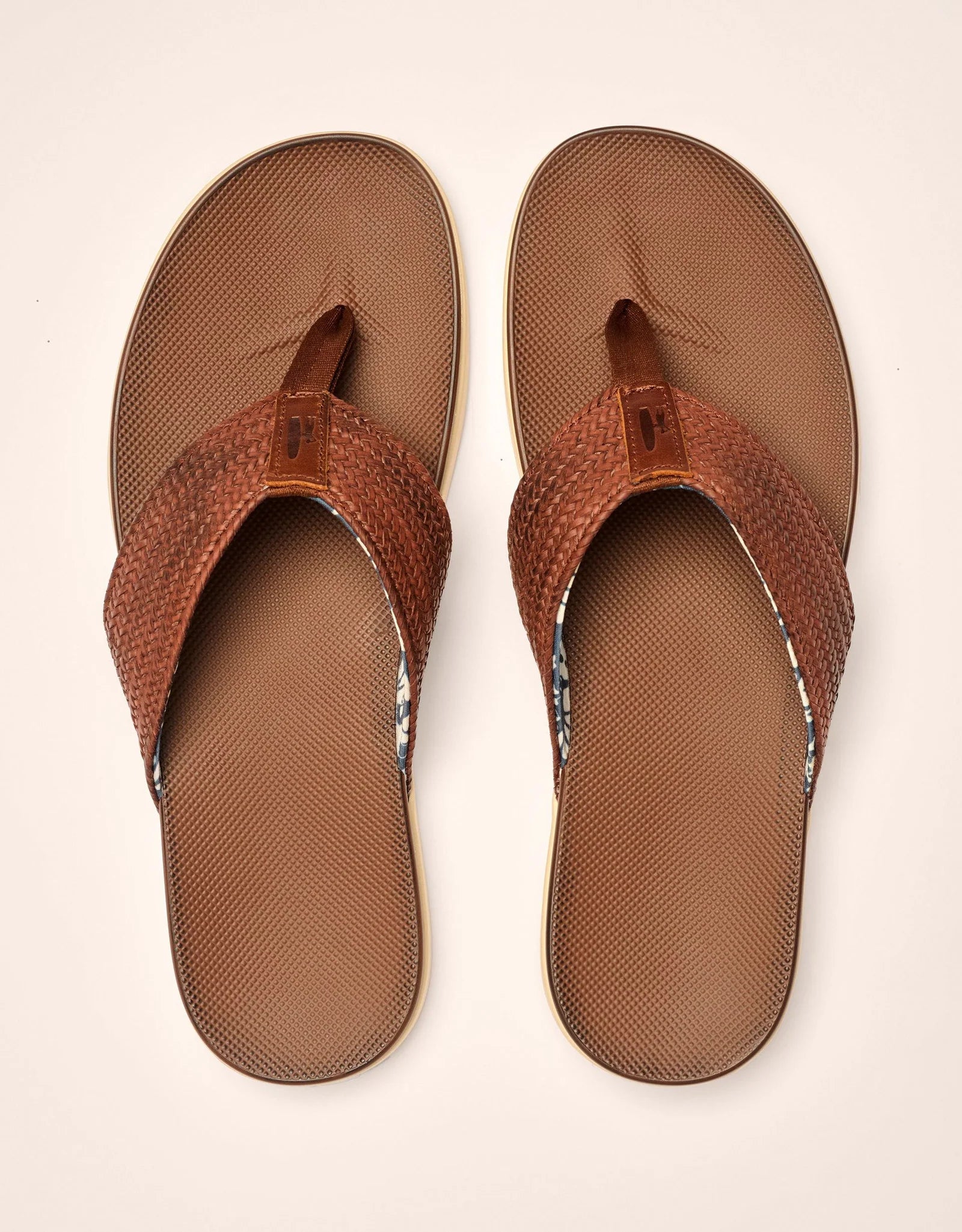 Johnnie O Boardwalk Leather Sandals for Men - Comfortable Tan Leather Flip Flops - Perfect for Beach, Pool, and Summer Vacation Wear