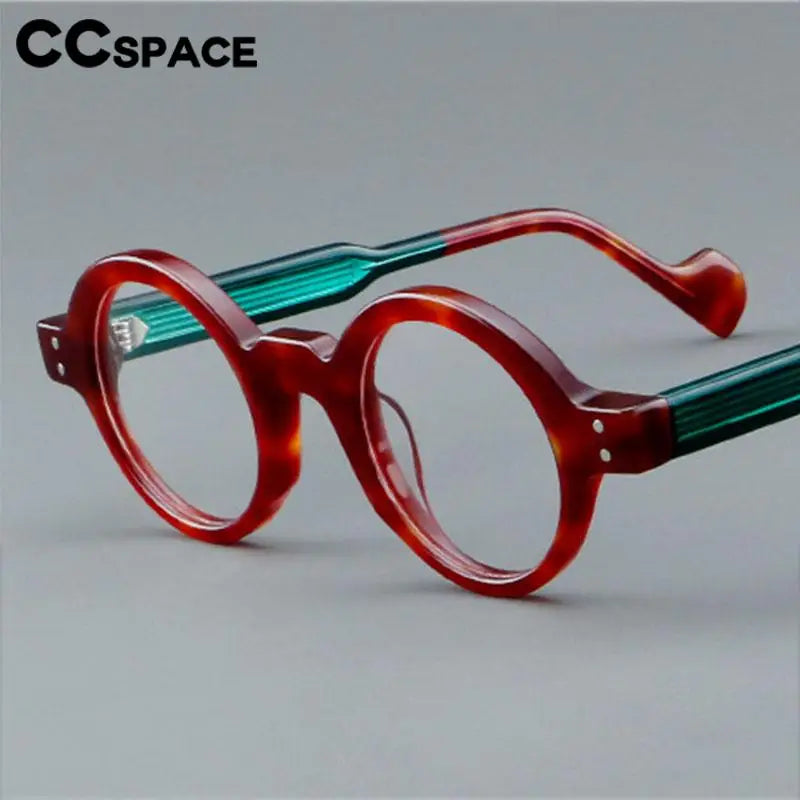 CCspace Unisex Full Rim Round Acetate Eyeglasses 57257 - Stylish Lightweight Frame for Men & Women - Perfect for Reading, Work, and Everyday Fashion