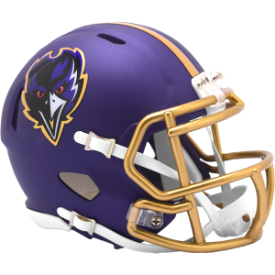 Baltimore Ravens 2024 Alternate Purple Rising Speed Mini Helmet - Collectible NFL Football Memorabilia for Fans & Home Decor