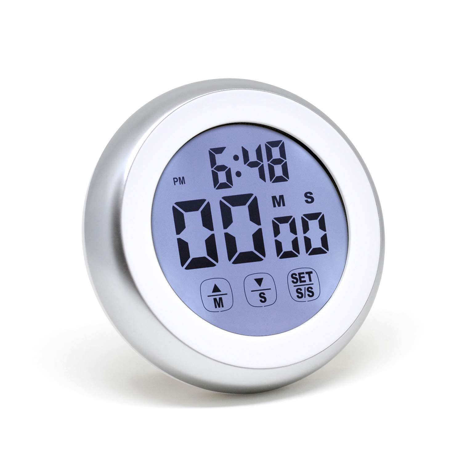 Mooas LED Digital Kitchen Timer TC2 (White) - Magnetic Back, Touch Screen, Big Digits, Count Up/Down - Perfect for Cooking, Baking, Studying & Workout Timer