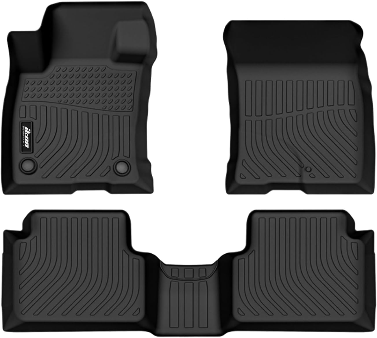 IKON 3D Molded All-Weather Floor Mats for 2021-2024 Ford Bronco Sport - Custom Fit TPE Thermoplastic Elastomer Car Floor Liners - Front & Rear Set of 3 - Perfect for Off-Roading, Camping & Daily Driving Protection