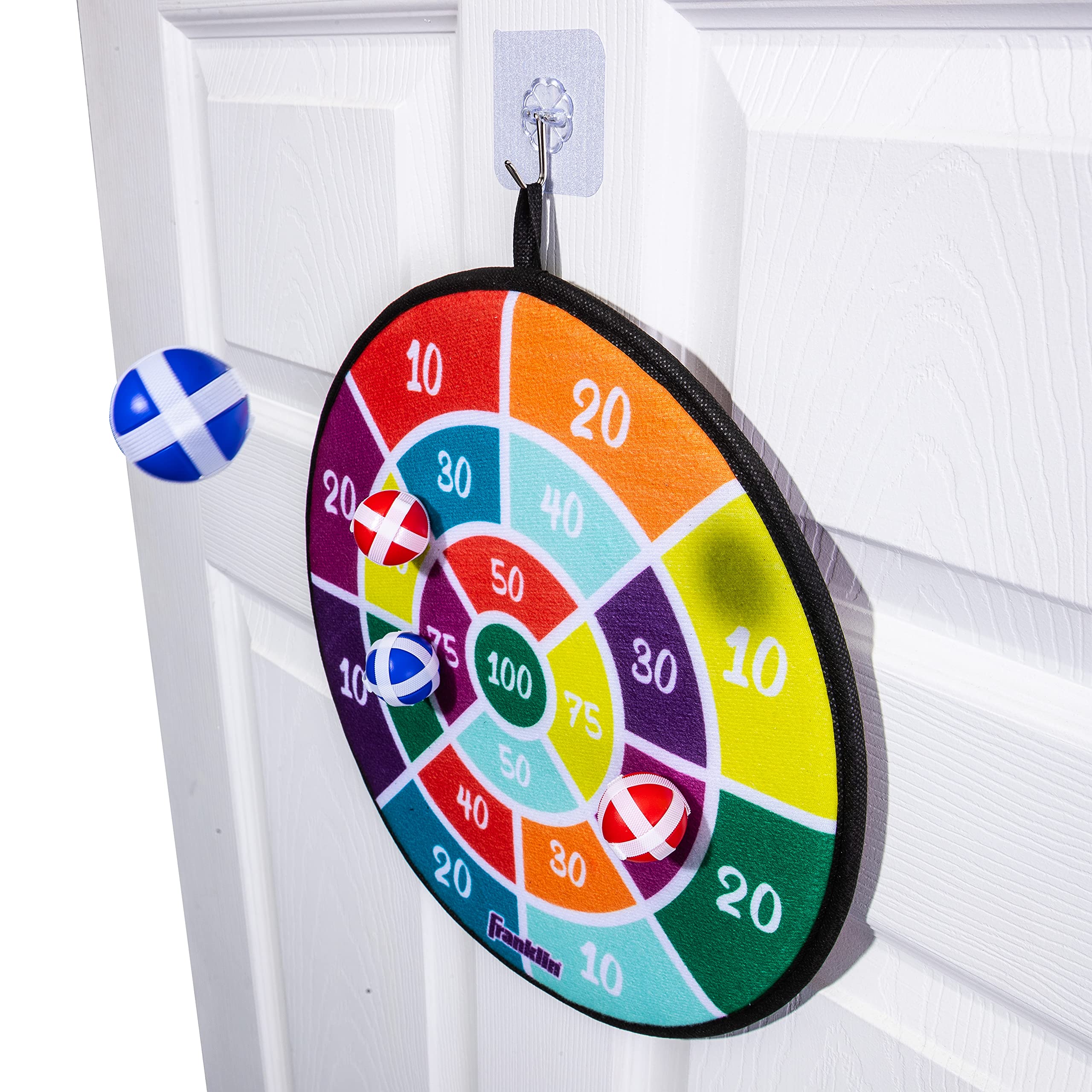Franklin Sports Anywhere Darts - Double-Sided Dartboard with 6 Sticky Darts - Portable Indoor/Outdoor Hanging Target Game for Kids, Adults & Family Fun - Perfect for Parties, Game Rooms & Backyard Activities