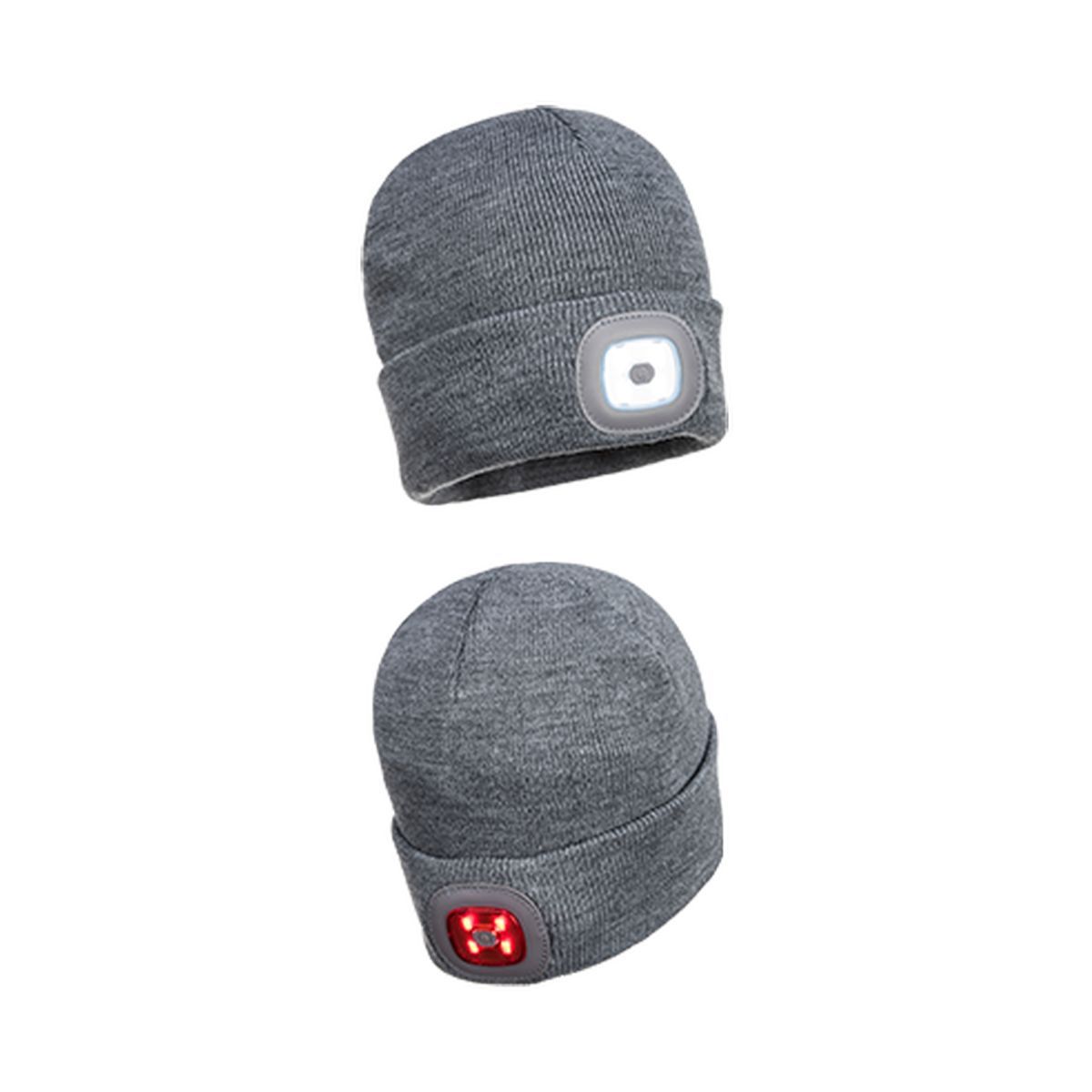 Rechargeable Twin LED Beanie - Adjustable Winter Hat with Bright LED Lights for Outdoor Activities, Camping, Hiking & Night Running