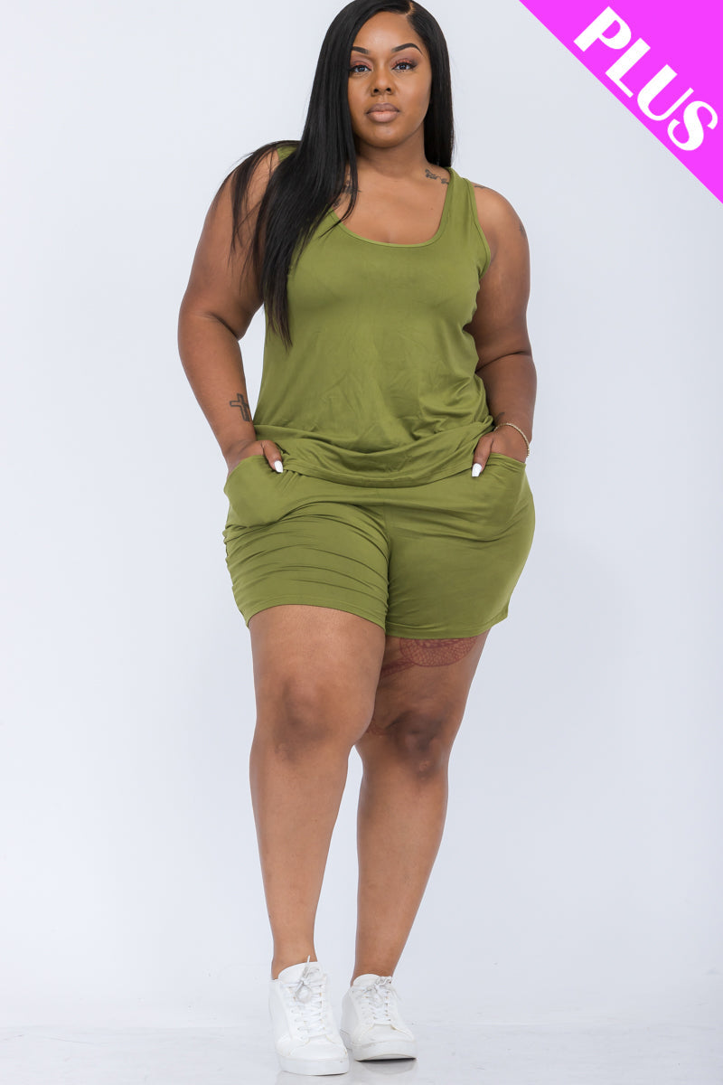 Comfy Plus Size Tank Top & Shorts Set for Women - Breathable & Soft Lounge Wear (CAPELLA) - Perfect for Yoga, Gym, and Summer Vacation