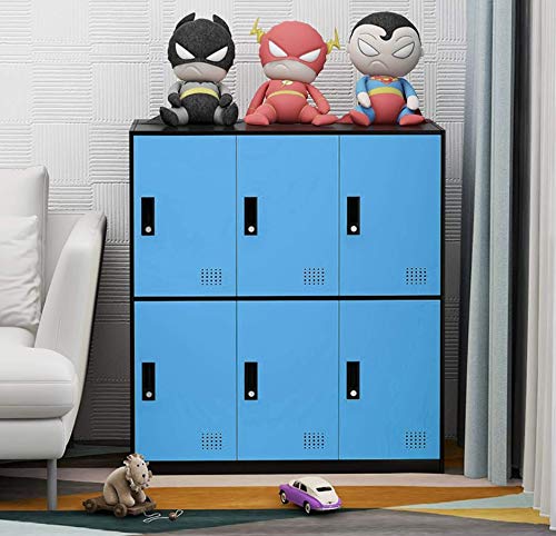 6-Door Metal Storage Locker Cabinet with Lock - Secure Office, Home & School Organizer for Classroom, Gym, Kids Room & Playroom (Blue) - Perfect for Storing Sports Equipment, Toys & School Supplies