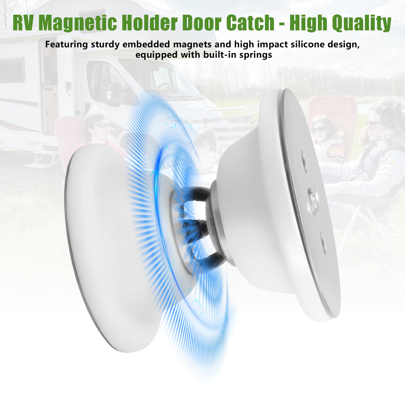 Magnetic RV Door Holder - Heavy Duty Baggage Door Catch Latch for Camper, Trailer, Motorhome & Boat Storage Compartments (2 Pack, White) | Secure Cargo Doors During Travel & Camping