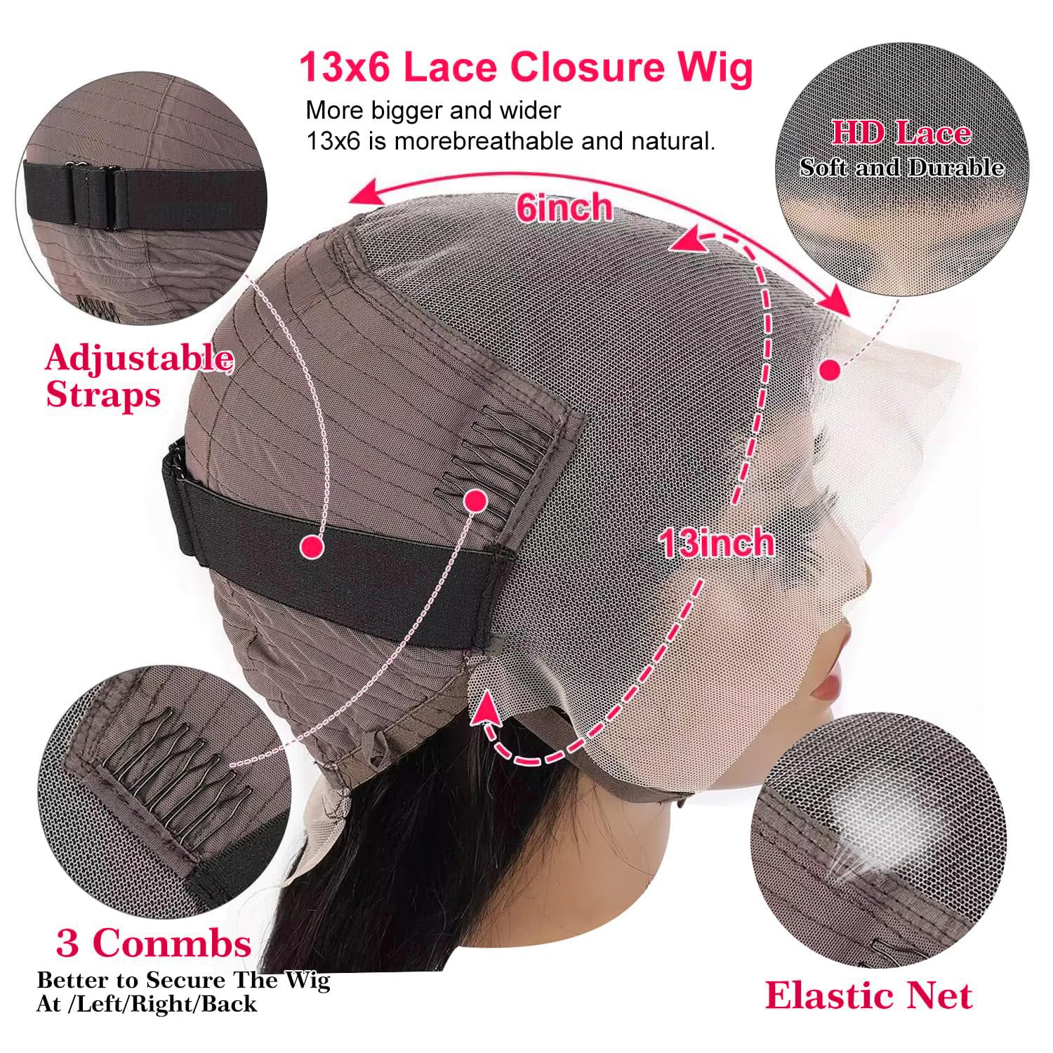 13x6 Body Wave Lace Front Human Hair Wigs - Pre Plucked Glueless Brazilian Virgin Hair Wig with HD Lace for Women (34 Inch) - Perfect for Daily Wear, Parties & Special Occasions