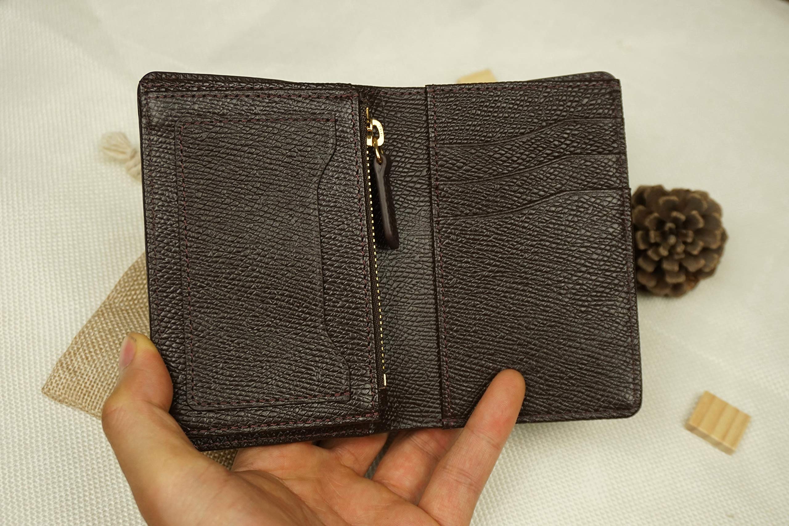 Premium Dark Brown Epsom Leather Wallet for Men - Genuine Full Grain Leather Bifold Wallet with RFID Protection | Slim Business & Travel Wallet | Perfect Gift for Dad, Husband & Graduates