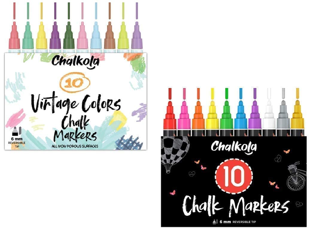 20 Pack Chalk Markers Set - Vintage & Bold Colors for Chalkboard Art, Signage, and DIY Projects - Ultimate Art Bundle for Teachers, Restaurants & Home Decor