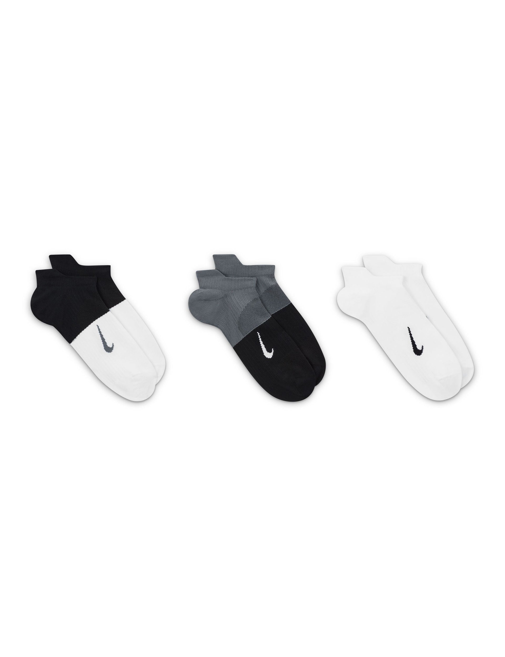 Everyday Plus Lightweight Comfortable Socks (3 Pairs) - White, Black, Grey - Perfect for Running, Workout & Daily Wear