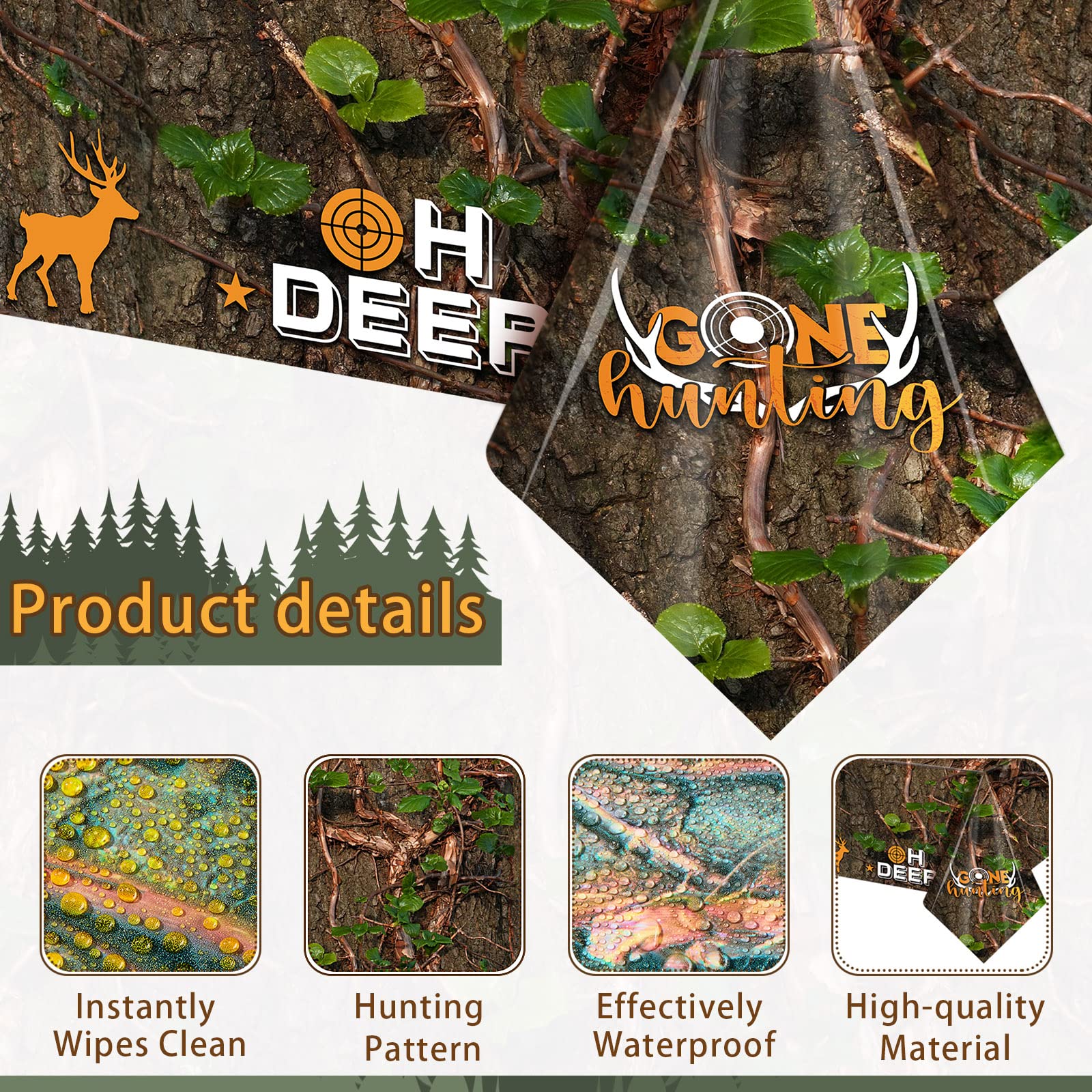 Camo Hunting Tablecloth - Waterproof Plastic Table Cover for Hunting Parties, Birthday Decorations & Baby Showers - 1 Piece | Perfect for Outdoor Events, Camping & Themed Parties