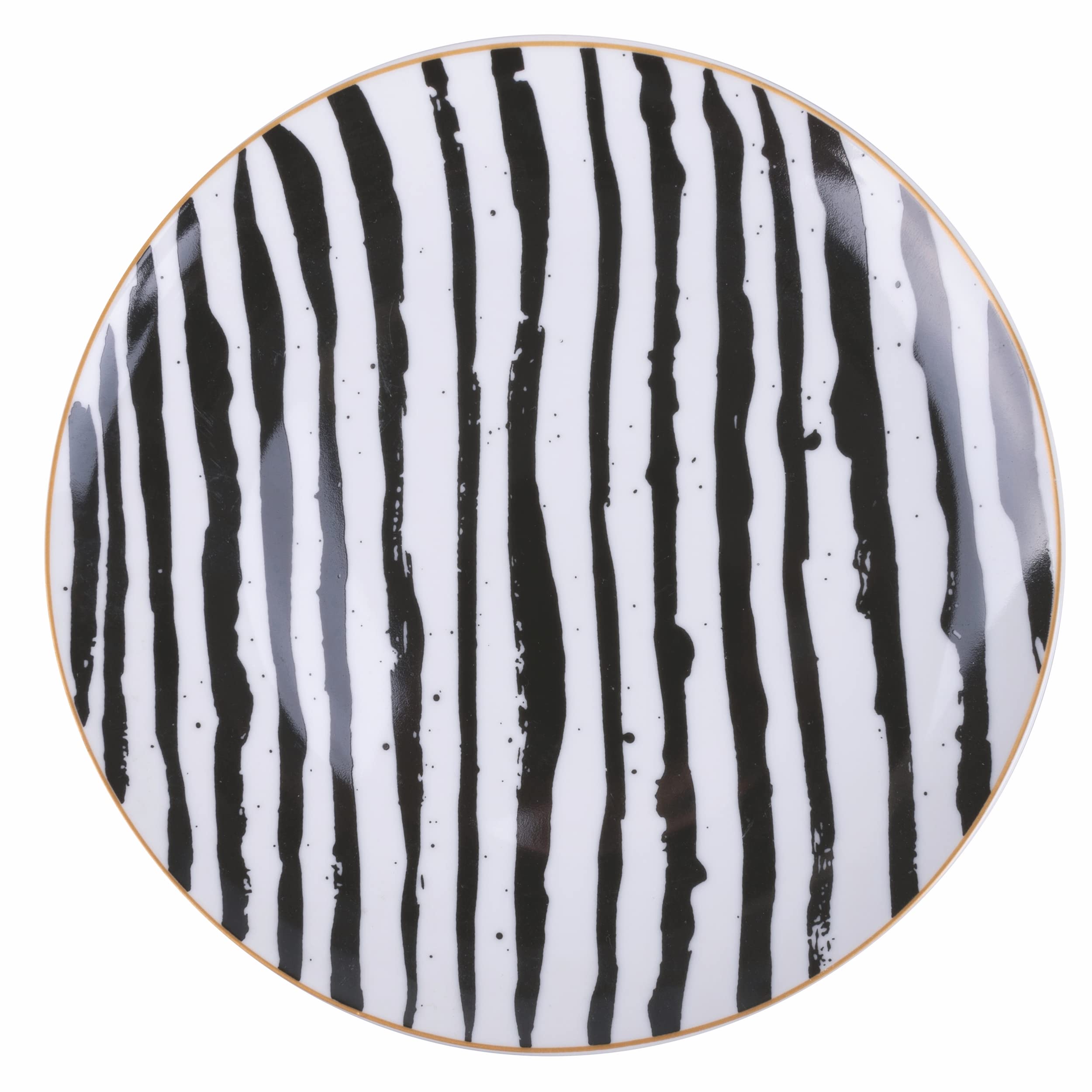 Villa d'Este Home Tivoli 6-Piece Masai Black Porcelain Fruit Plate Set - Elegant Appetizer & Dessert Dishes for Dinner Parties, Tea Time & Home Decor