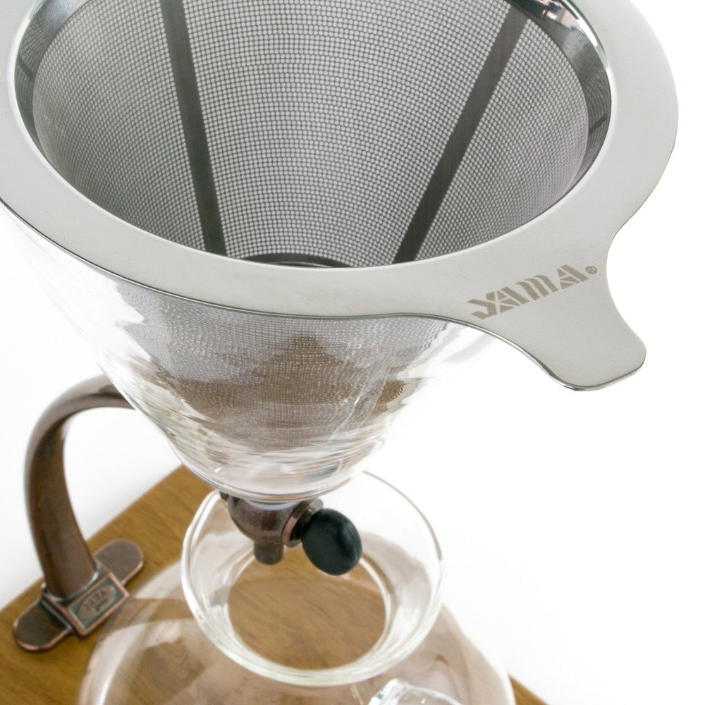 Yama Silverton Stainless Steel Pour Over Coffee Dripper - Perfect for Home Brewing, Camping & Office Use - Reusable Tea & Coffee Filter Cone for Specialty Brews