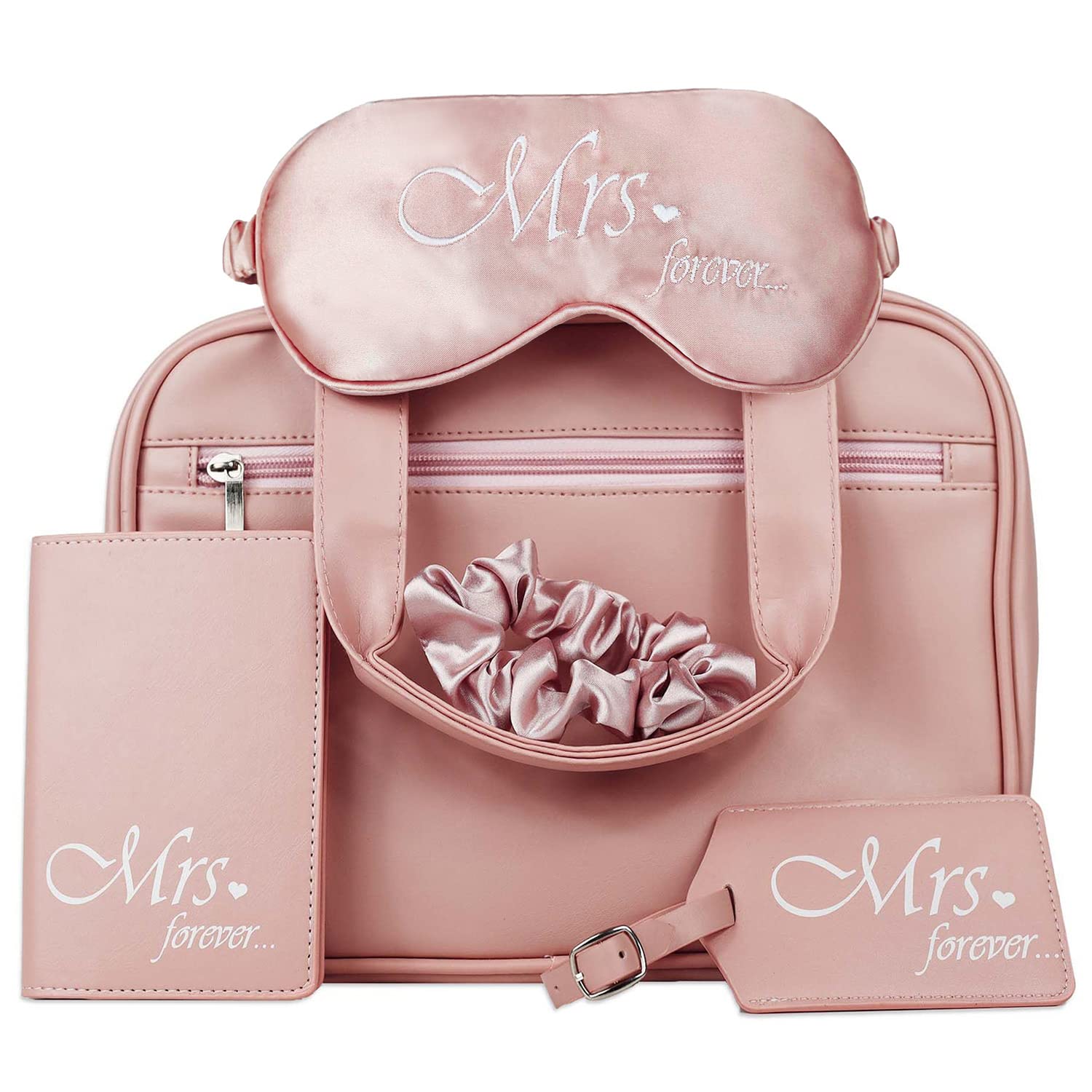 Bridal Shower Gift Set for Bride to Be - Unique Wedding Gifts for Fiancee - Honeymoon Travel Essentials Kit - Bachelorette Party Favors - Pink Champagne Theme - Perfect for Wedding Showers, Bridal Parties & Honeymoon Packing
