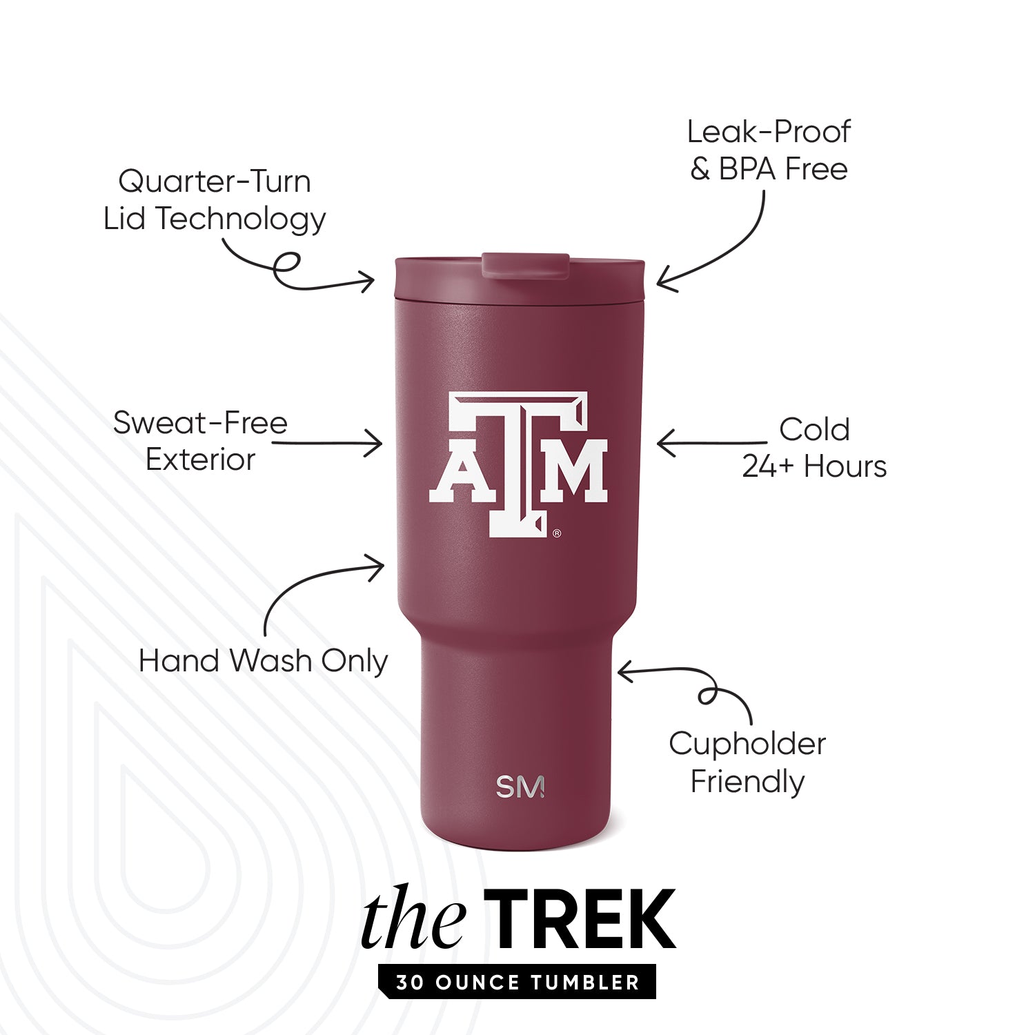Collegiate Trek Tumbler 20oz Insulated Stainless Steel Water Bottle with Lid - Leakproof Travel Mug for Coffee & Tea - Perfect for College Students, Hiking & Outdoor Adventures